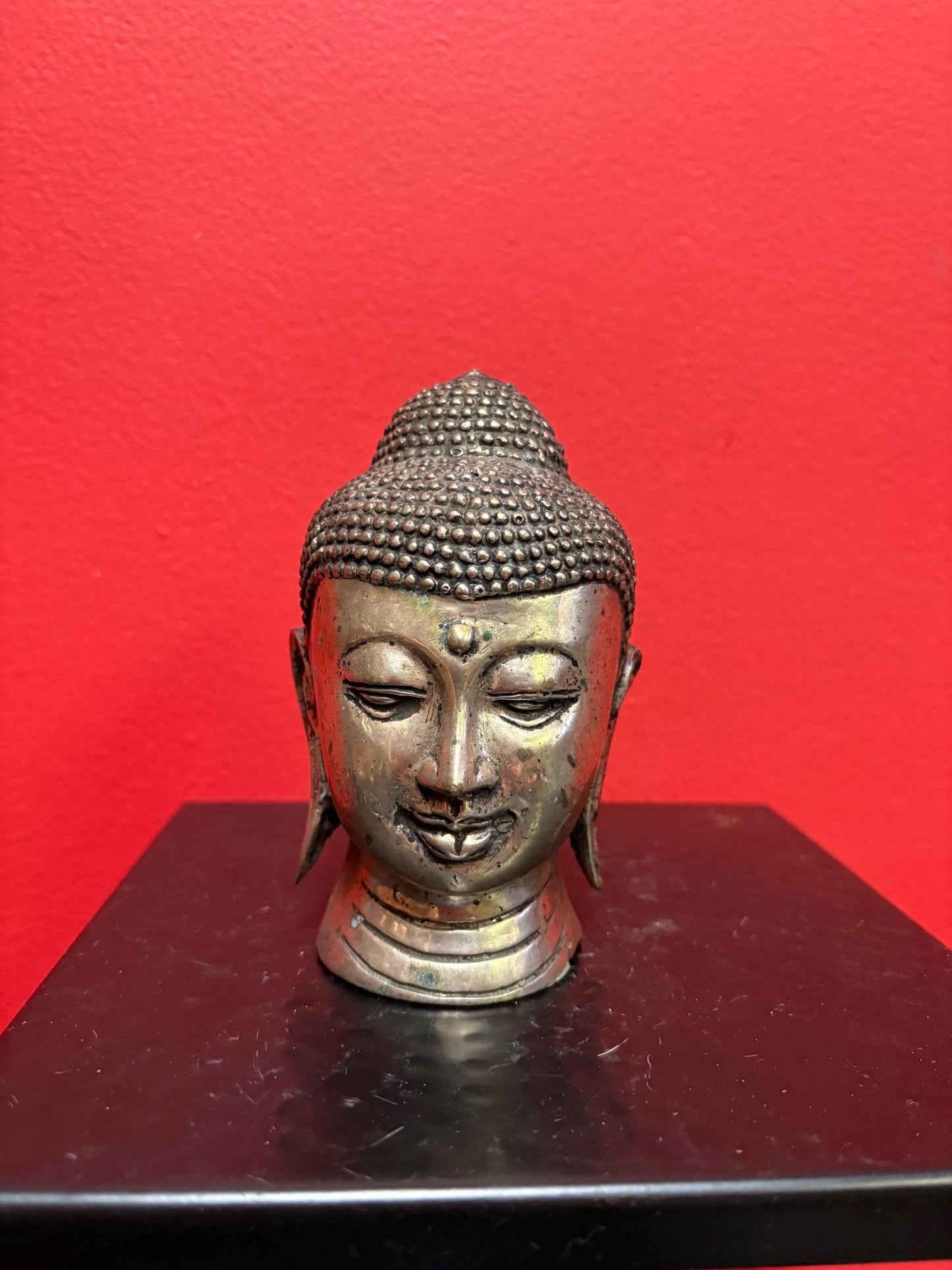 Lovely old Asian 5 inch silver Buddha — great serene look — wow