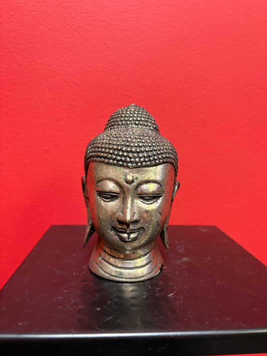 Lovely old Asian 5 inch silver Buddha — great serene look — wow