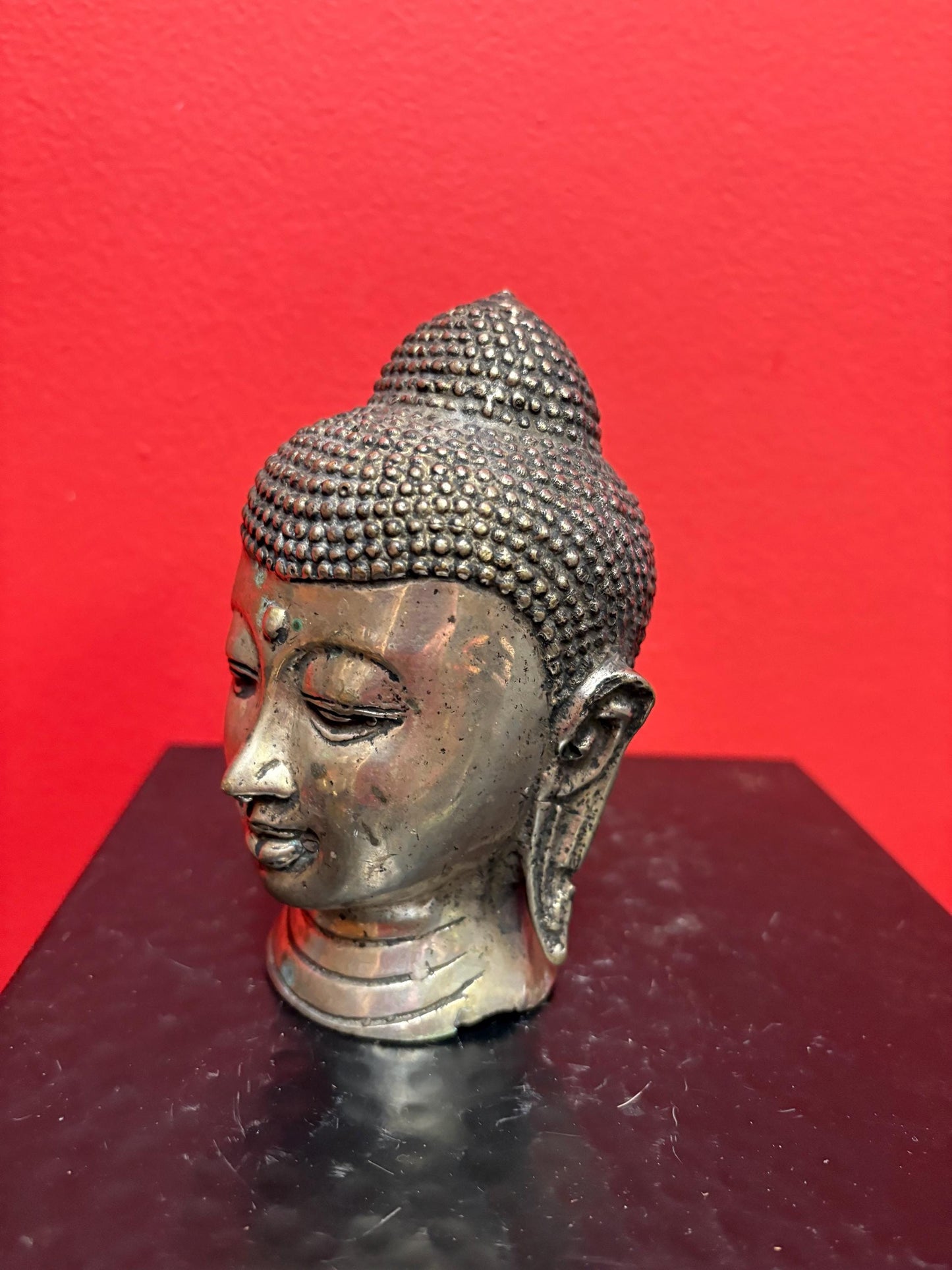 Lovely old Asian 5 inch silver Buddha — great serene look — wow