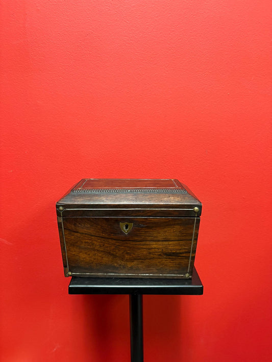 Fabulous early 19 century wooden jewelry or sewing box  in amazing condition  beautifully lined inside and 8 x 5 x 4 high  wonderful gift