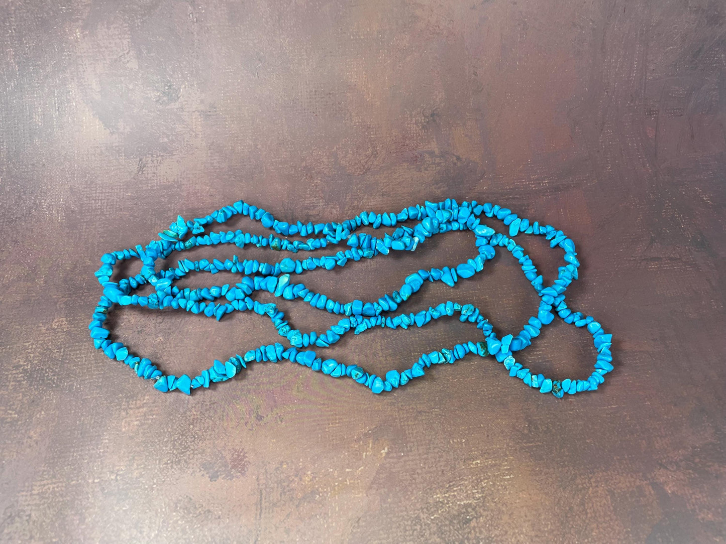 Long Necklace Strand of Turquoise Beads  No Clasp