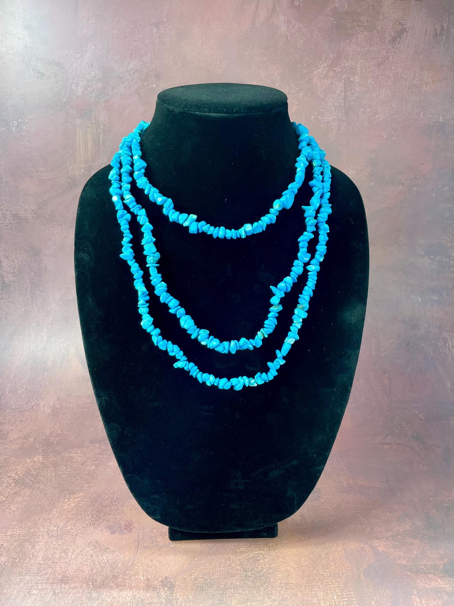 Long Necklace Strand of Turquoise Beads  No Clasp