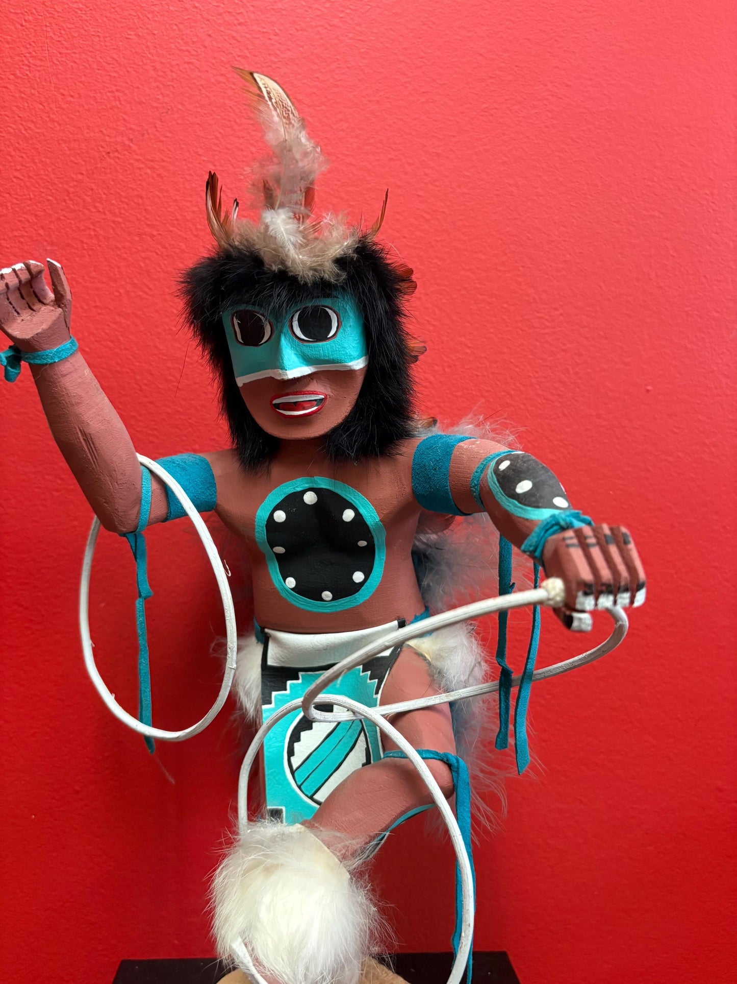 Beautiful huge Navajo American HOPI  KACHINA dancing doll  14 inches tall in perfect condition  wow - signed