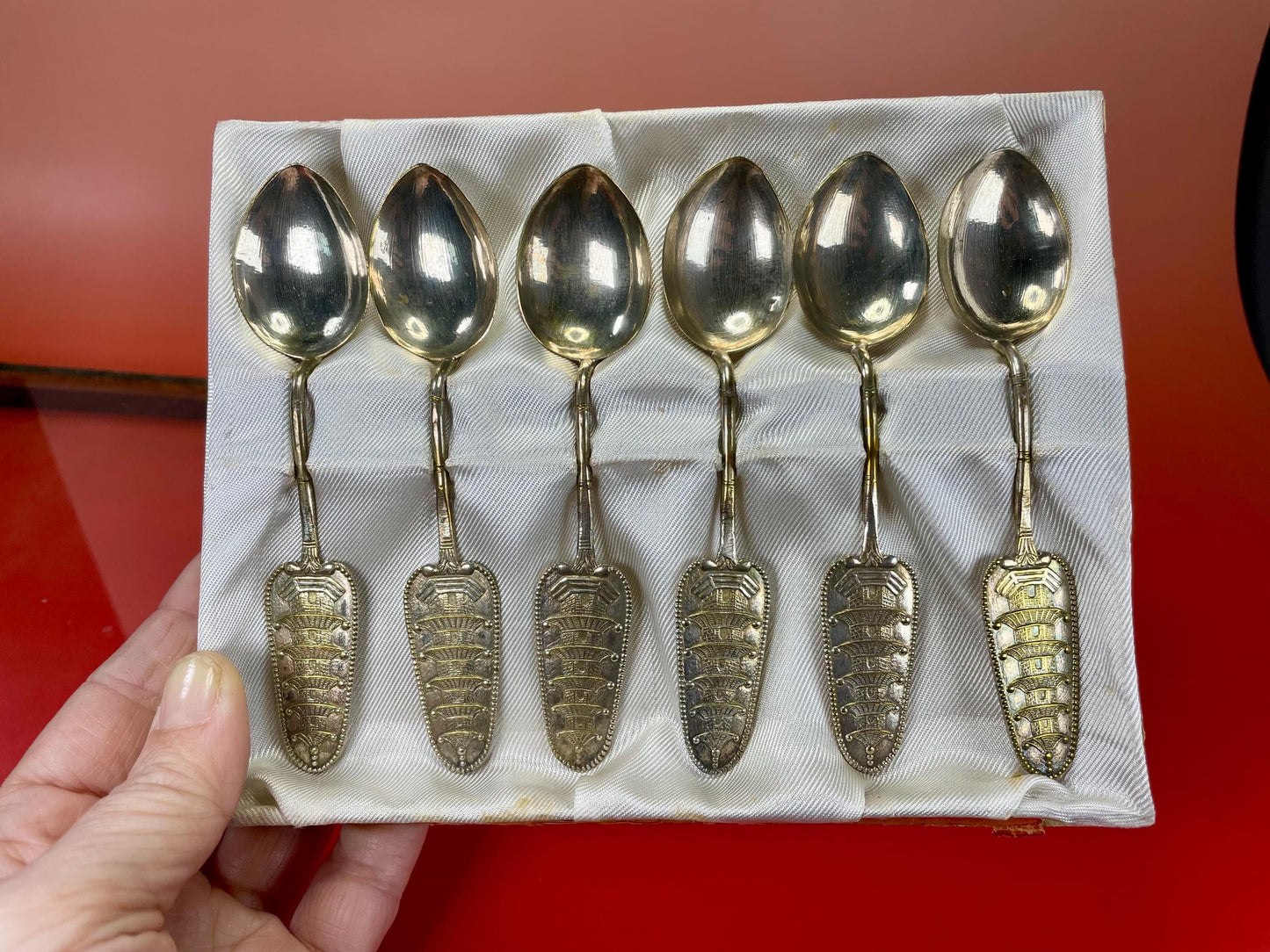 Silver-Plated Spoons Set  4.5 in  in Case -B
