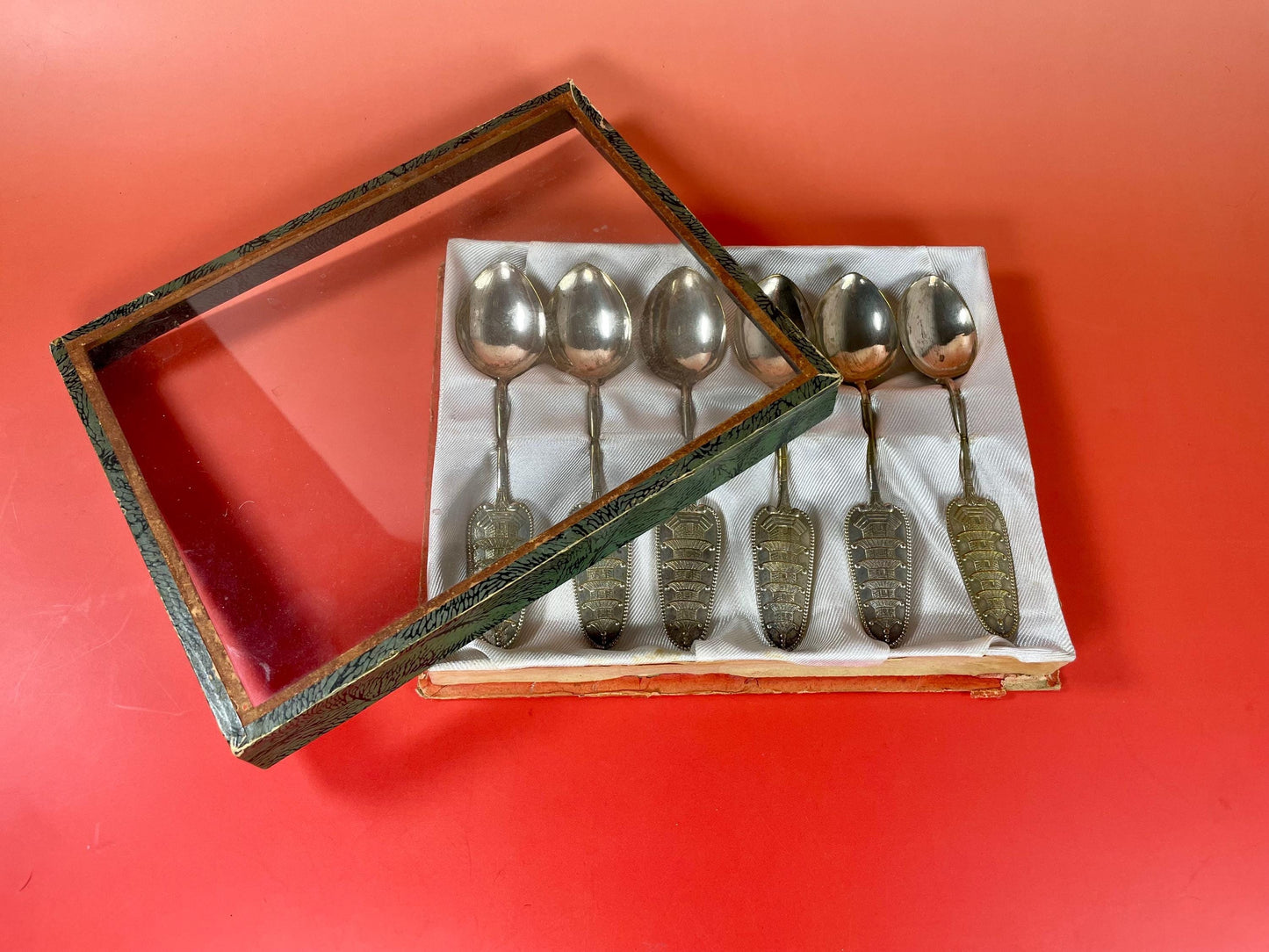 Silver-Plated Spoons Set  4.5 in  in Case -B