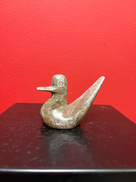 Lovely Inuit soapstone 3 1/2 x 3 high duck  minor scratching  great value