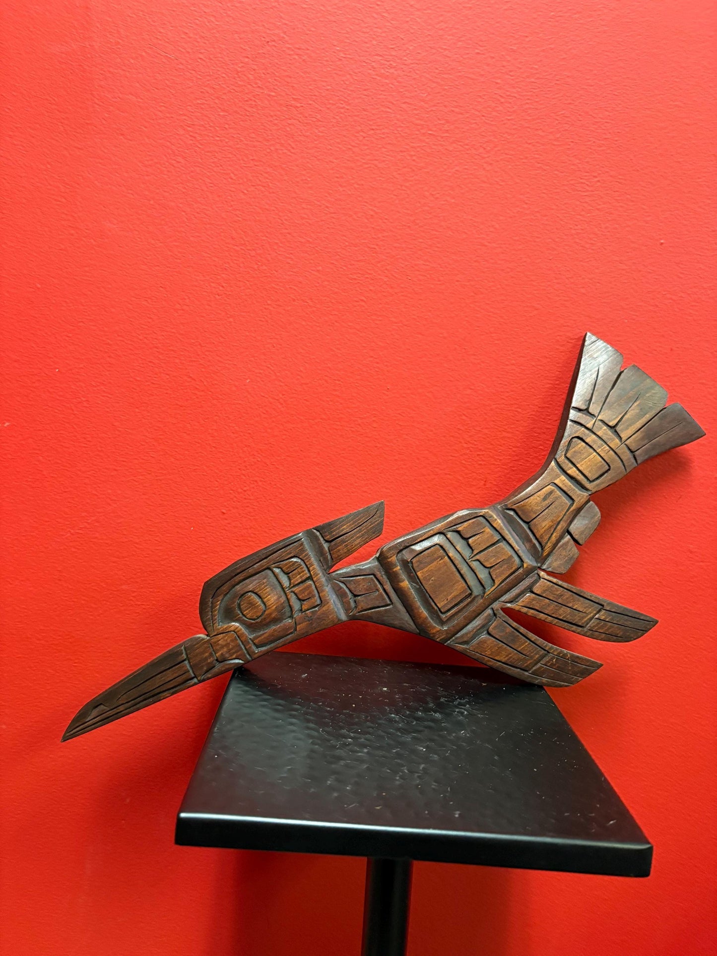 Beautiful 17 x 8 high indigenous first nations pacific Northwest coast hummingbird plaque by G Mountain  - needs hanger - great detail