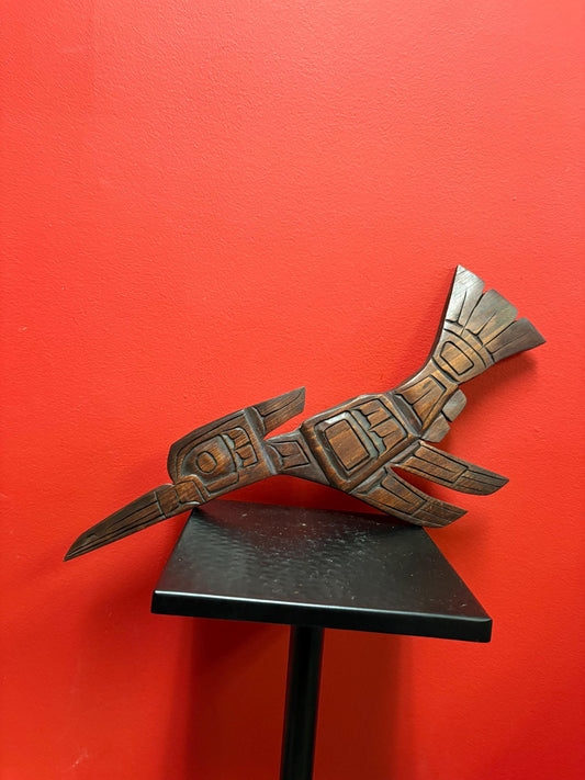 Beautiful 17 x 8 high indigenous first nations pacific Northwest coast hummingbird plaque by G Mountain  - needs hanger - great detail