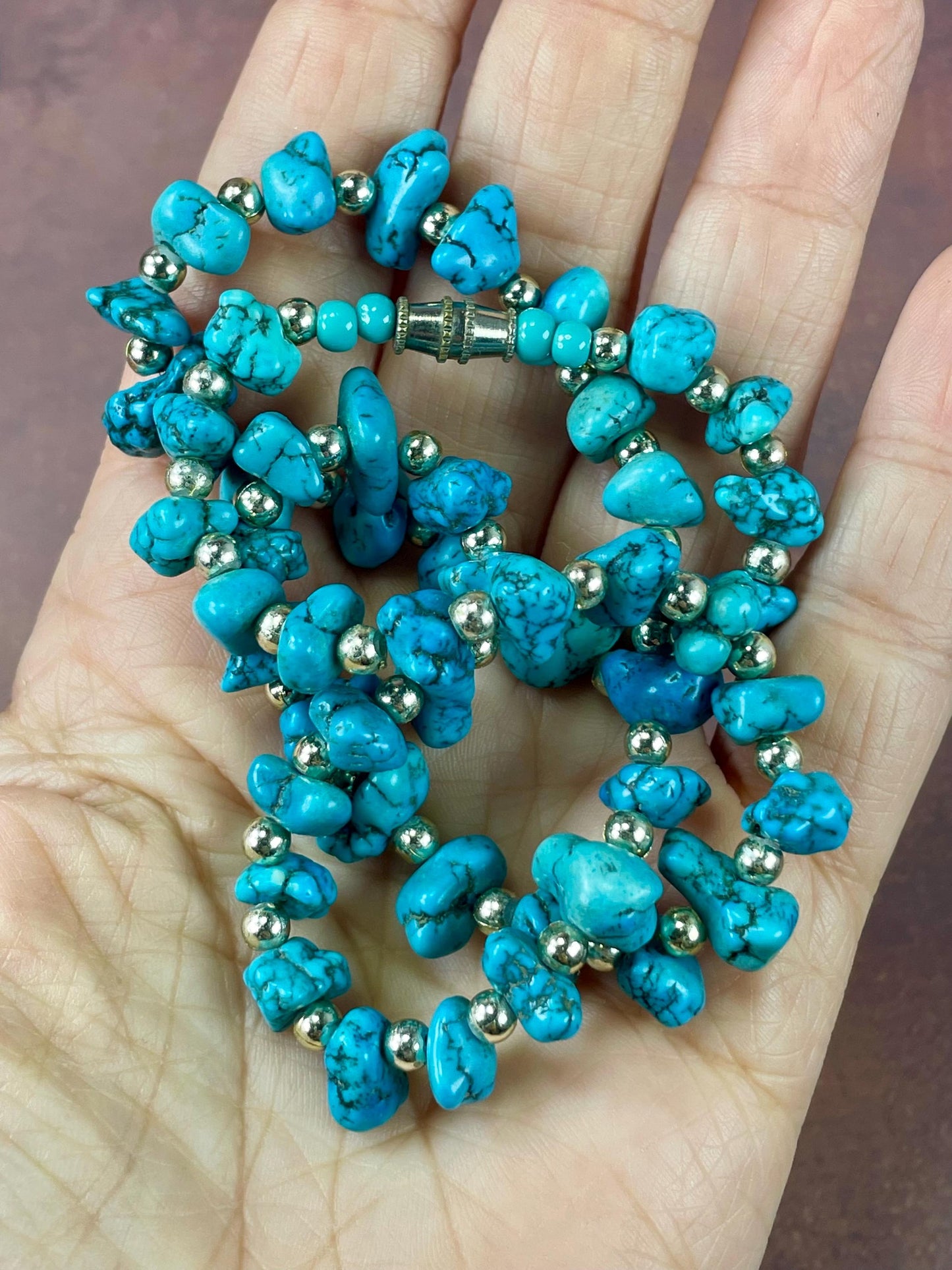 Approx 18 inch Turquoise And Silver bead Necklace