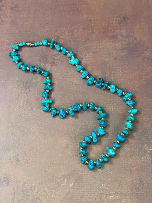 Approx 18 inch Turquoise And Silver bead Necklace