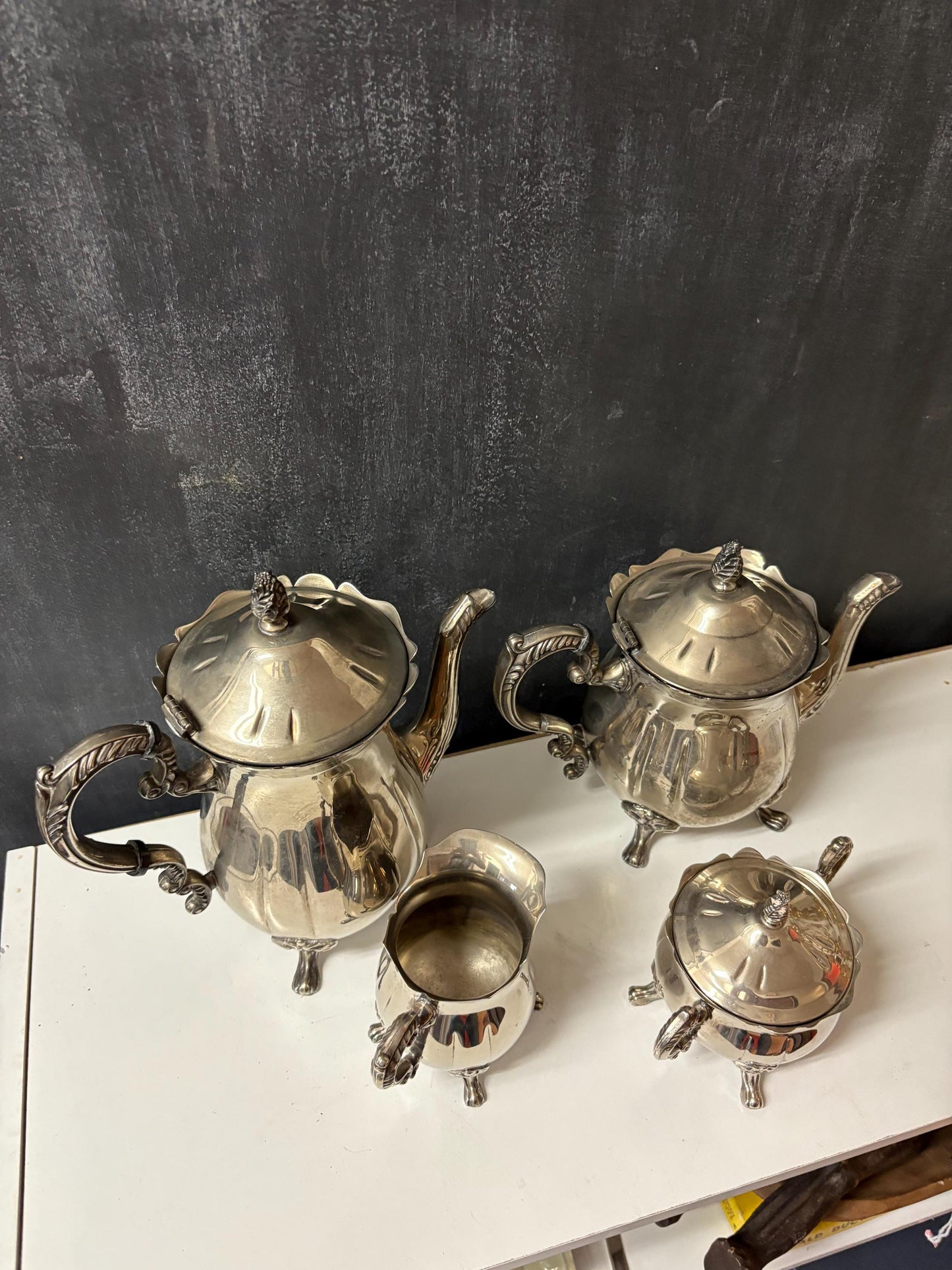 Lovely English silver plated  four piece coffee and tea service  see photos  needs a quick polish  great value