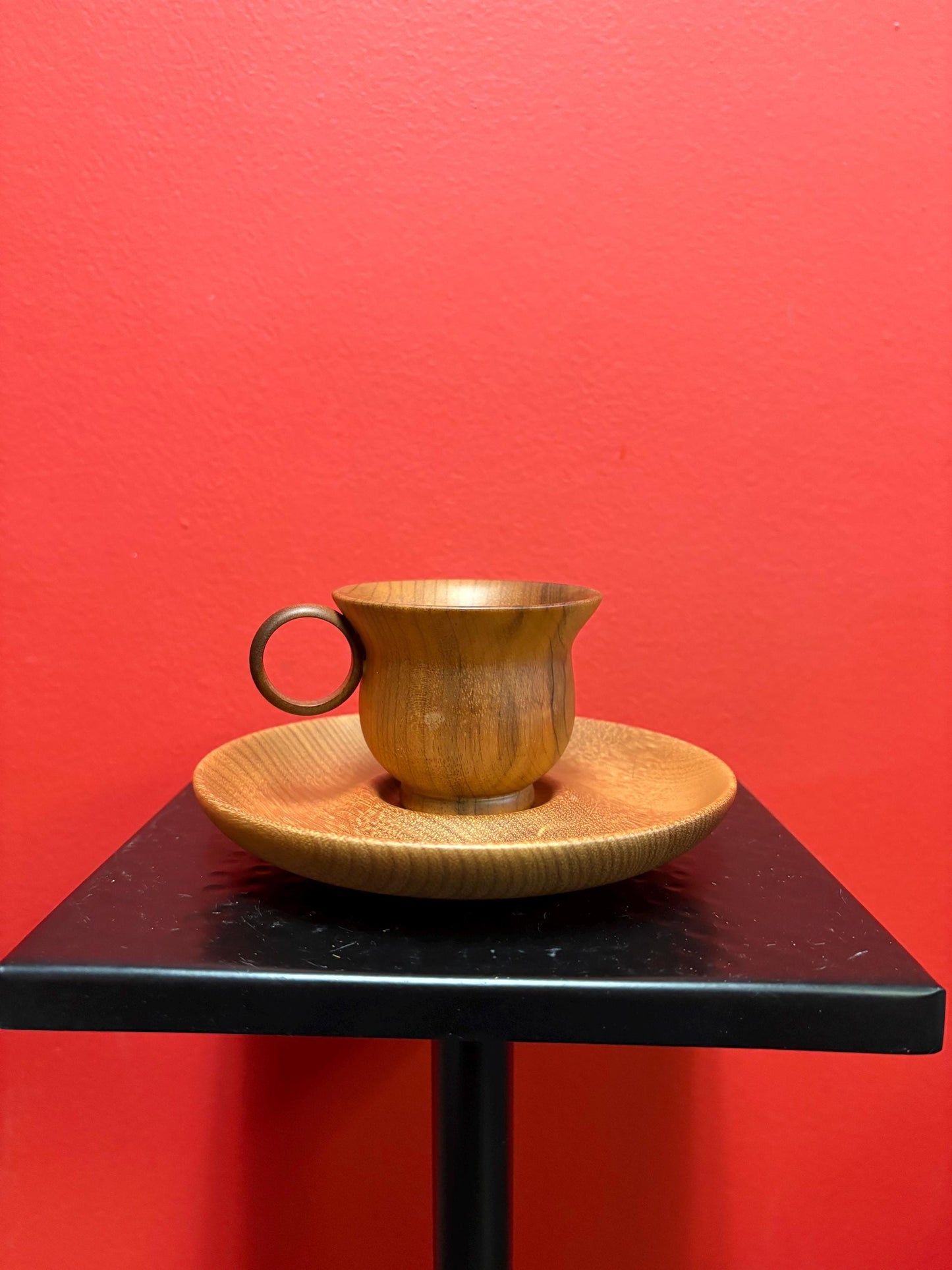 Lovely American MYRTLE wood cup and saucer in great condition