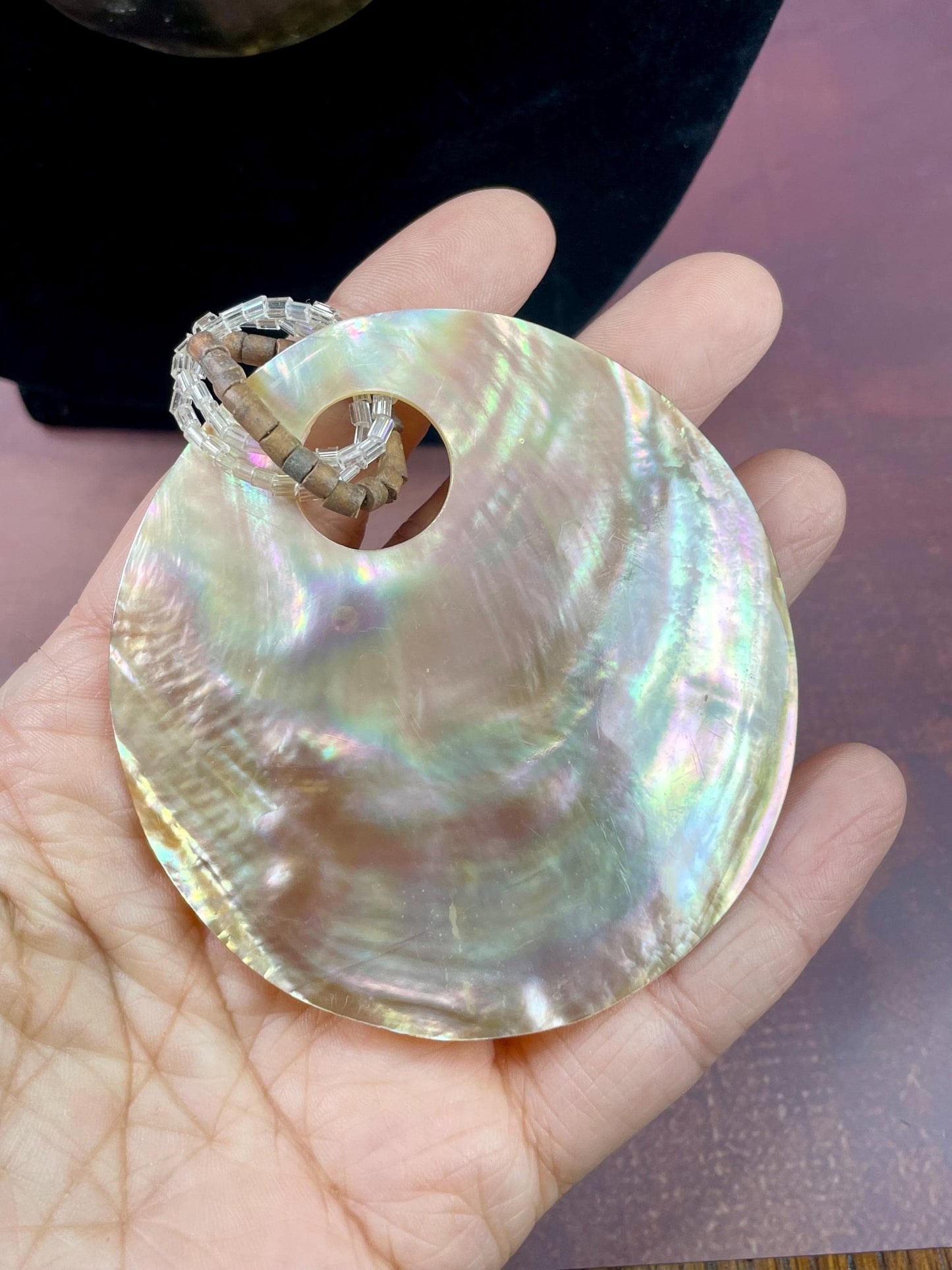 Gorgeous Beaded Necklace with 2 Large Interchangeable Shell Pendants