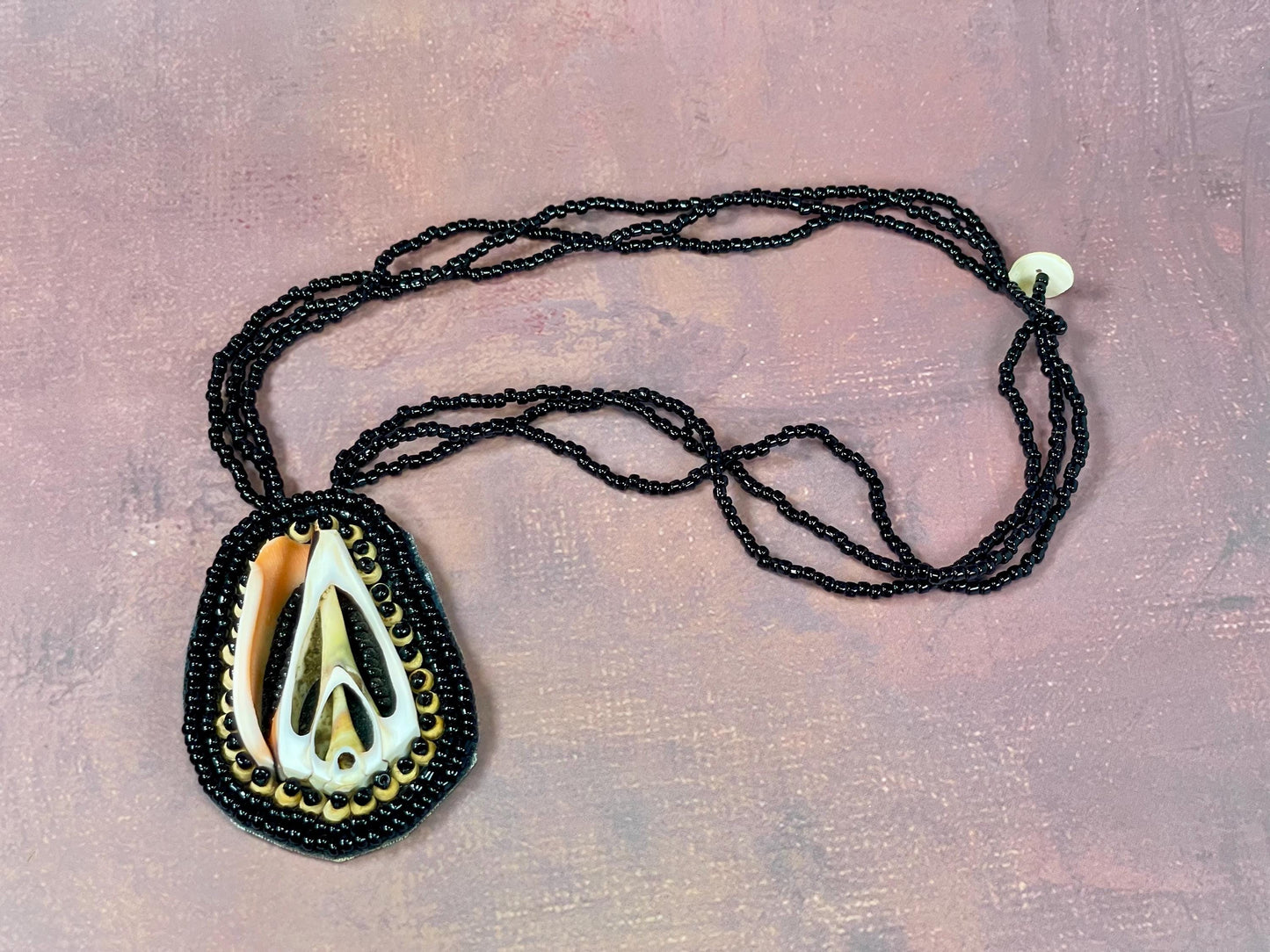 Cool Large Shell Pendant on Beaded Necklace
