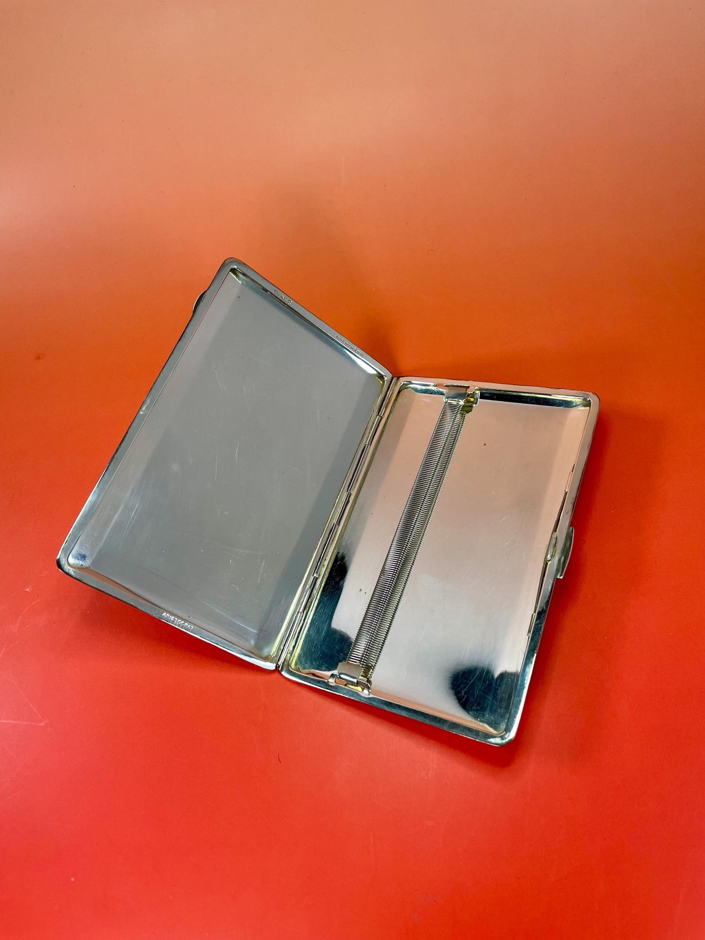 Antique Silver Plated Engine Turned Cigarette Case