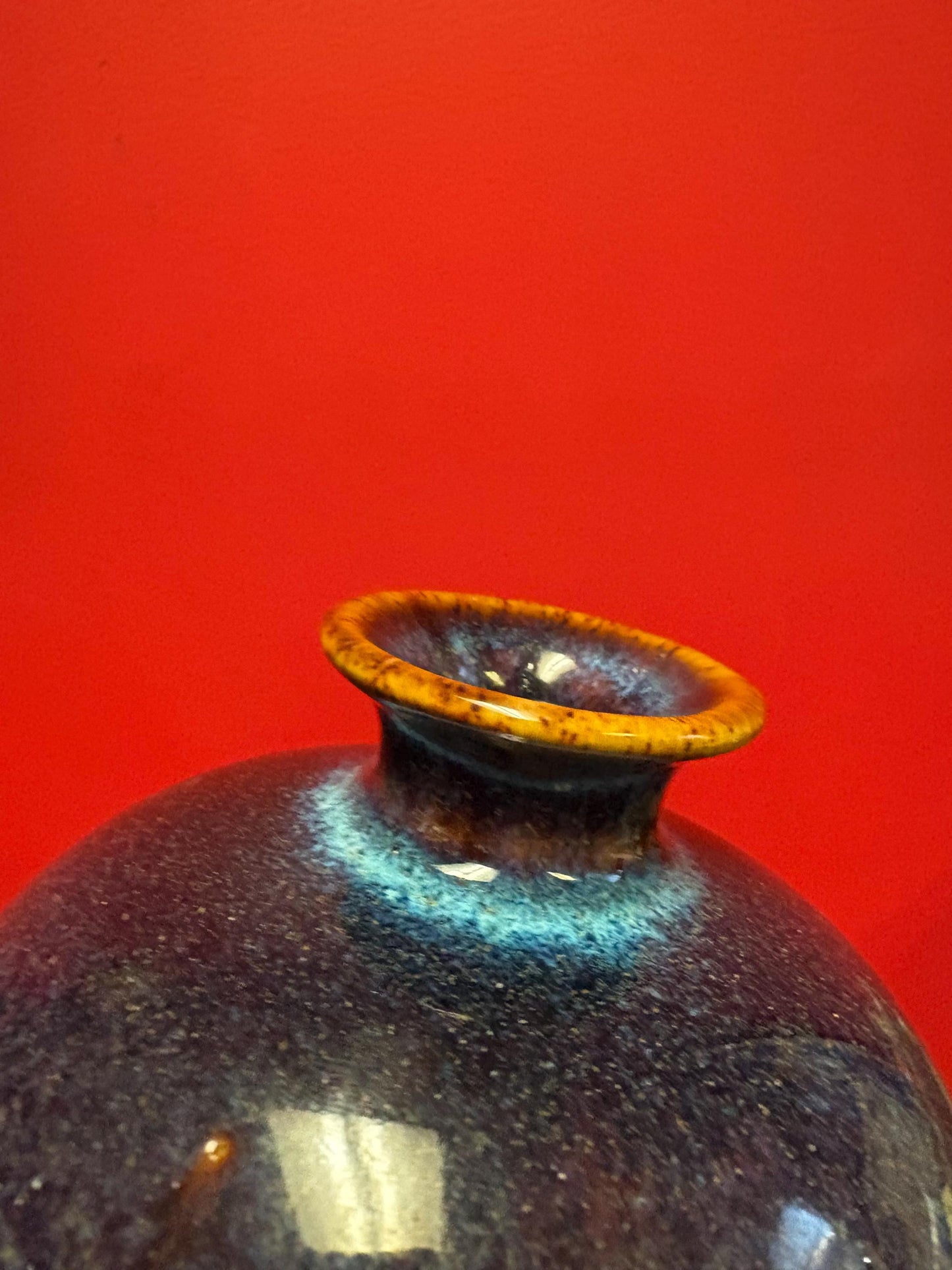 Gorgeous antique Chinese glazed porcelain vase  12 inches tall and magnificent colouring  amazing value