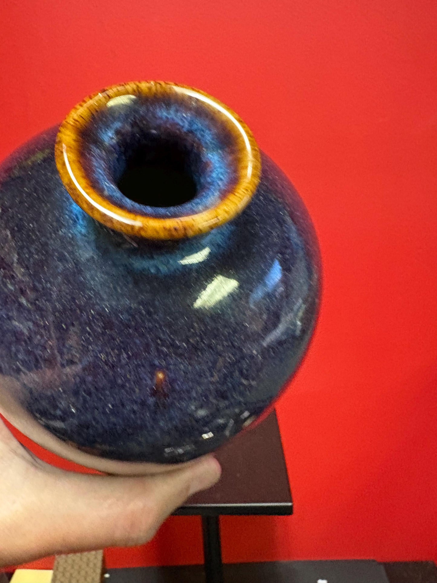 Gorgeous antique Chinese glazed porcelain vase  12 inches tall and magnificent colouring  amazing value