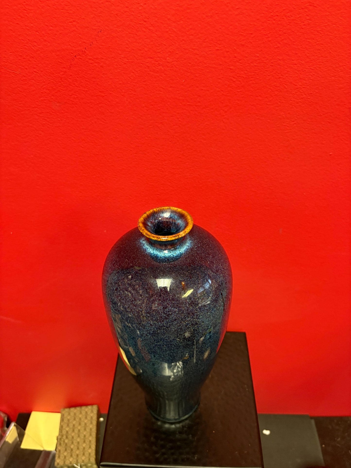 Gorgeous antique Chinese glazed porcelain vase  12 inches tall and magnificent colouring  amazing value