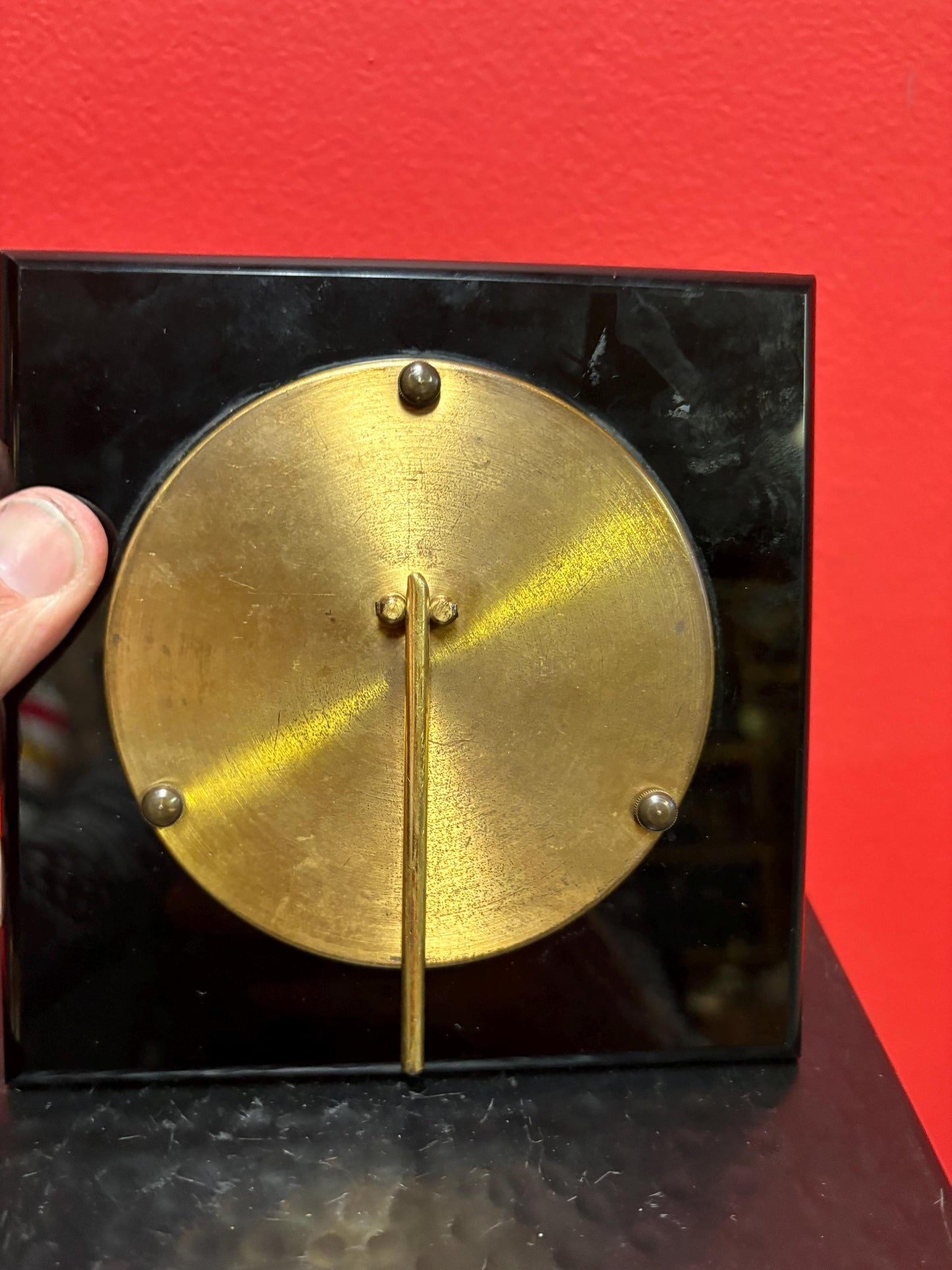 Beautiful 6 x 5 French porcelain plaque in lovely brass and black metal frame wonderful condition  great value- B