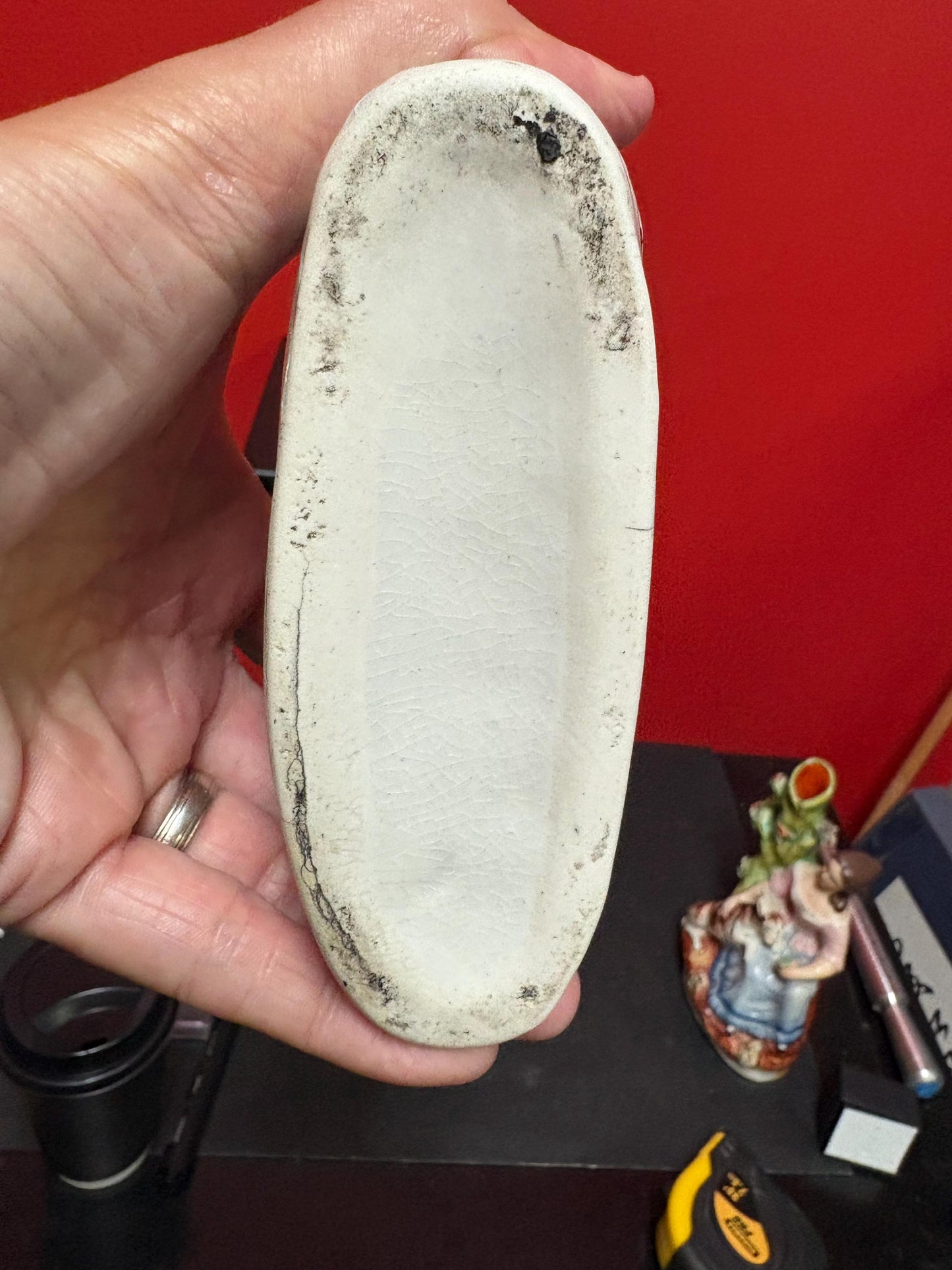 Beautiful 8  inch Staffordshire statue of a couple on Horse  returning home good condition -B