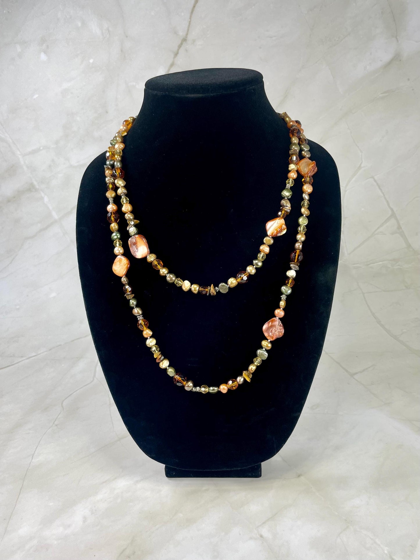 Cool approx 24 inch long bead necklace  great colour  good value   funky