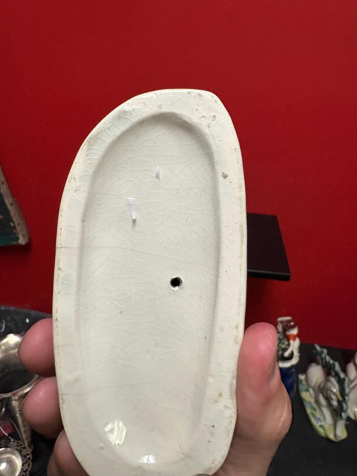 A 7 inch tall antique Staffordshire statue  great antique condition - see photos