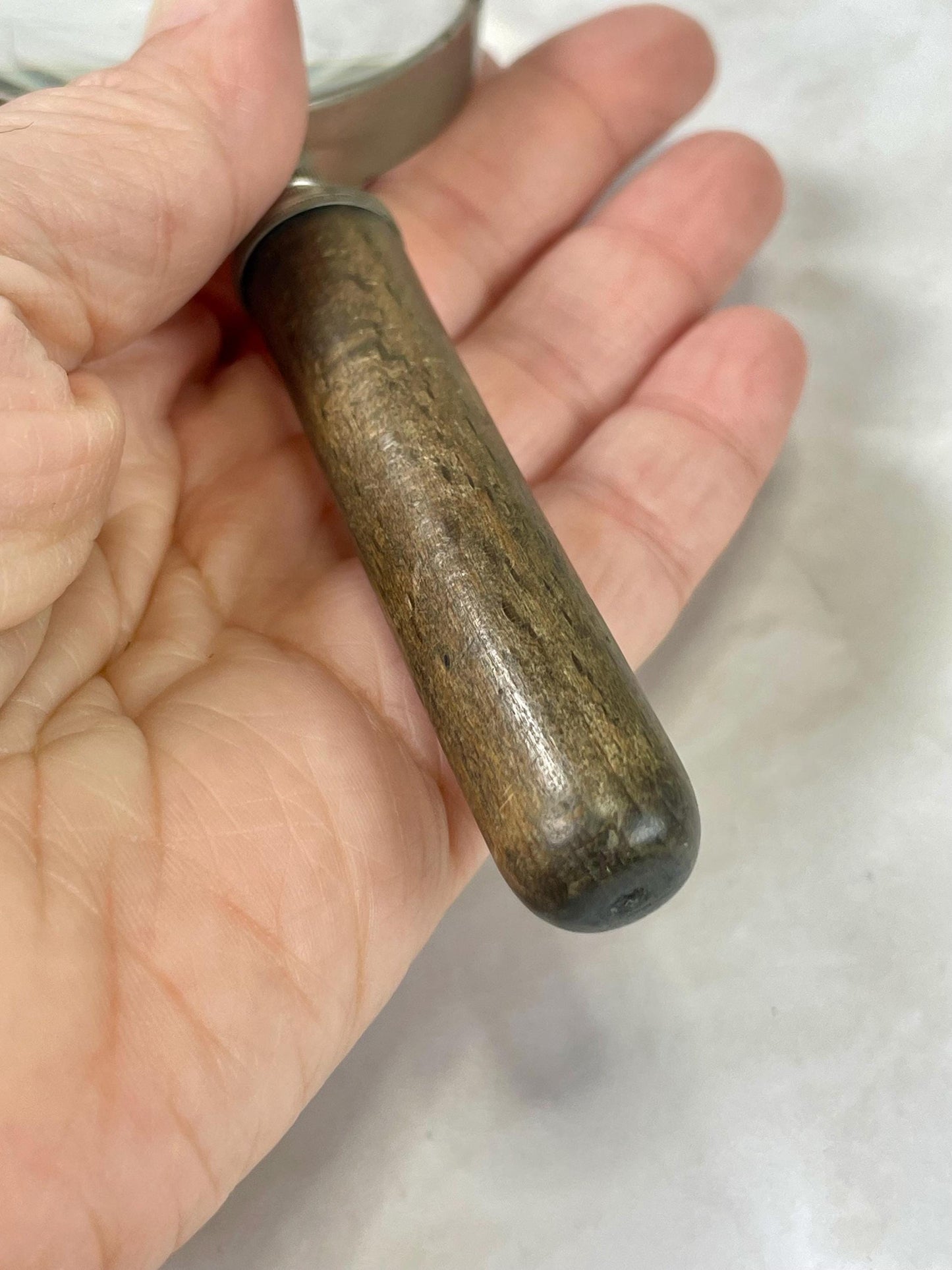 Antique 5.25 inch wood handled magnifying glass  Made in France