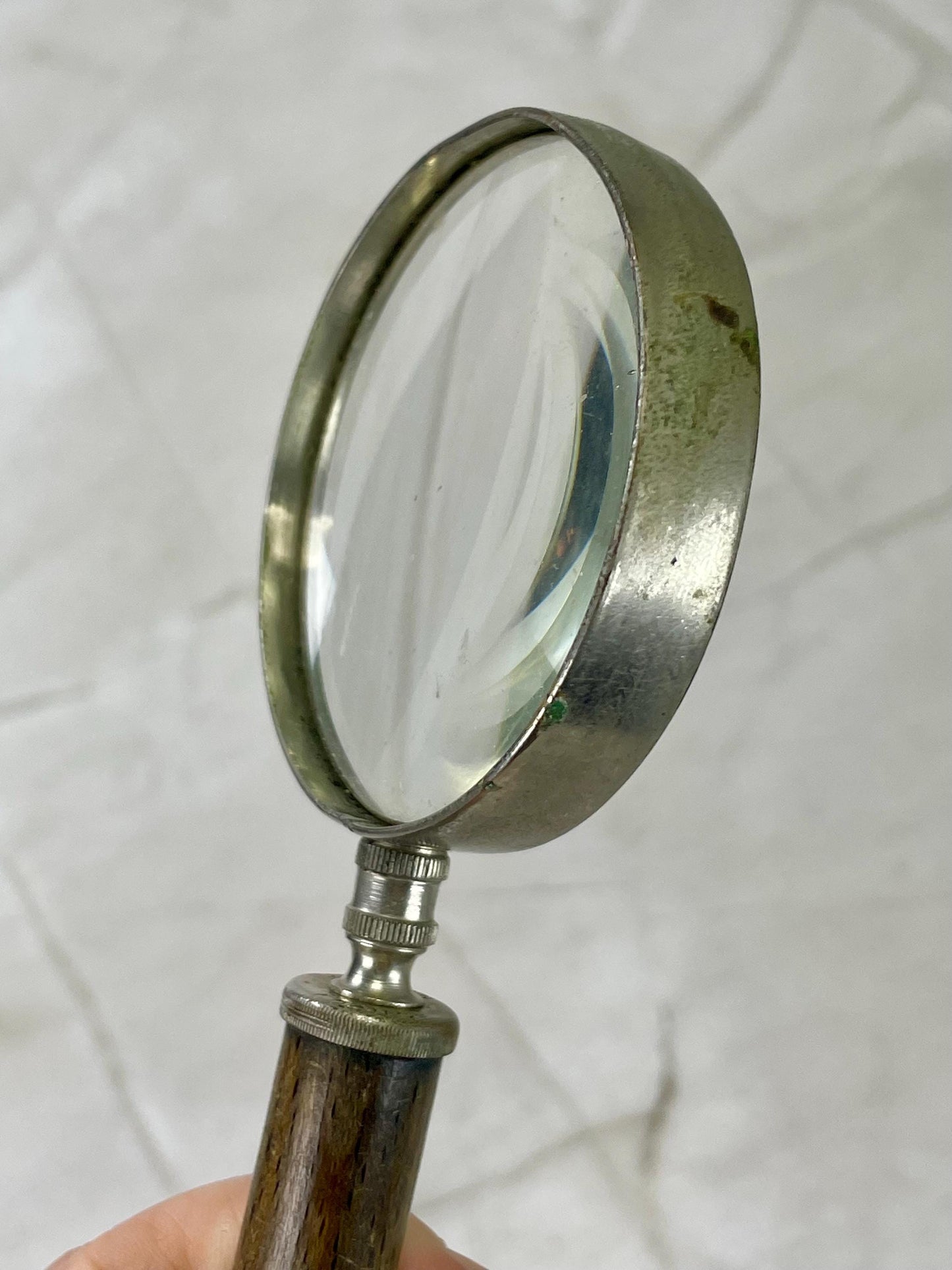 Antique 5.25 inch wood handled magnifying glass  Made in France