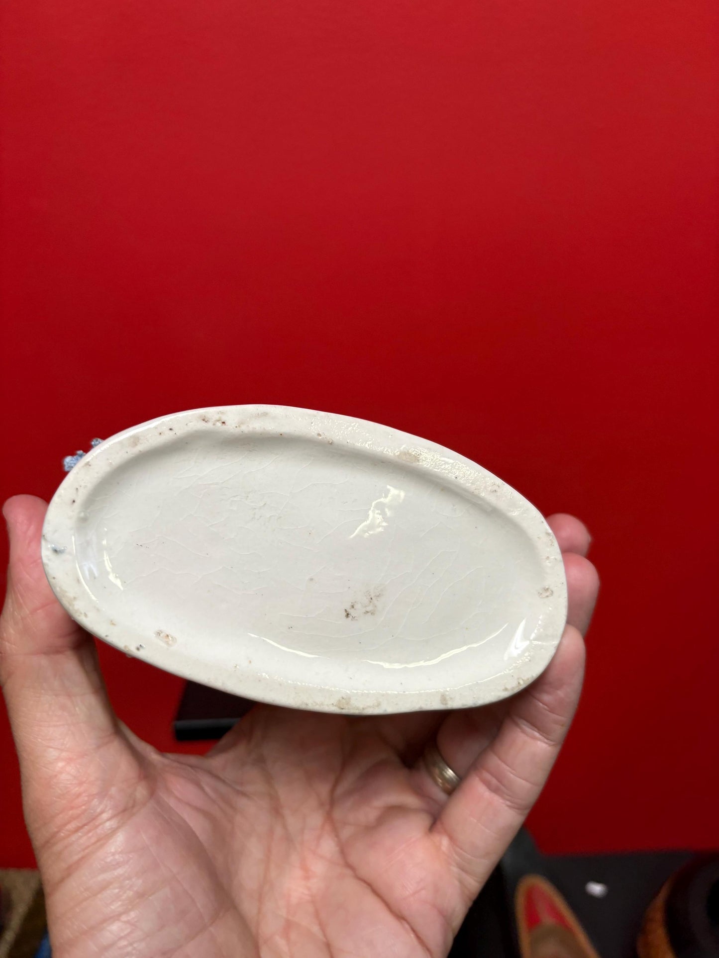 Beautiful 8  inch Staffordshire statue  of a child and dog  good condition  unusual imagery  mid 19 century -B