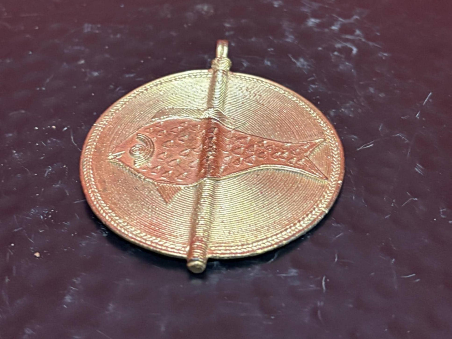 Lovely 3 inch bronze African medallion pendant - B