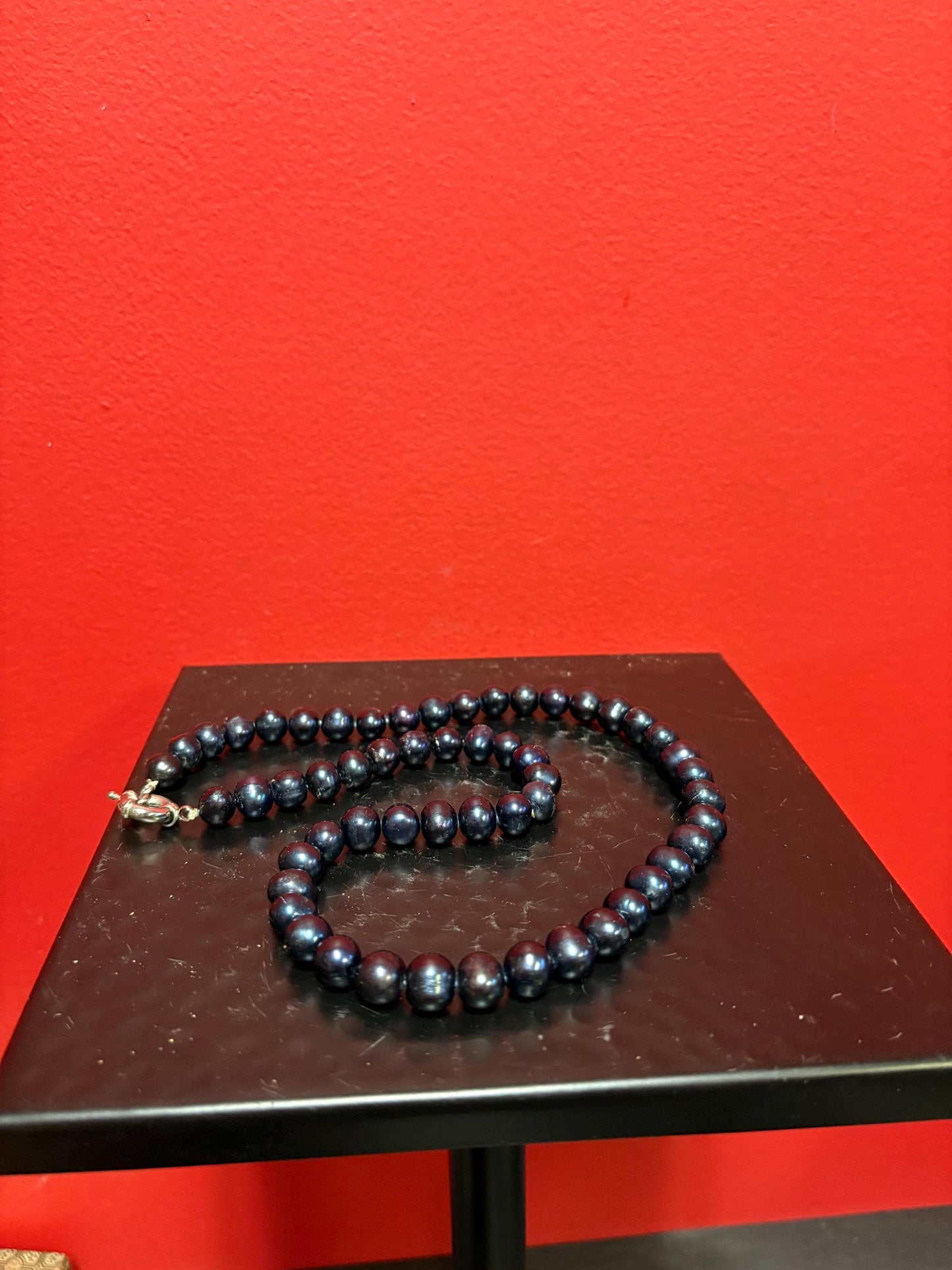 Stunning 22 inch long old black pearl necklace with excellent knotting  high-quality pearls  wow  perfect gift