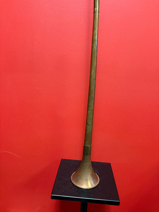 Fabulous antique English 35 inch long copper and brass hunting horn  wow -