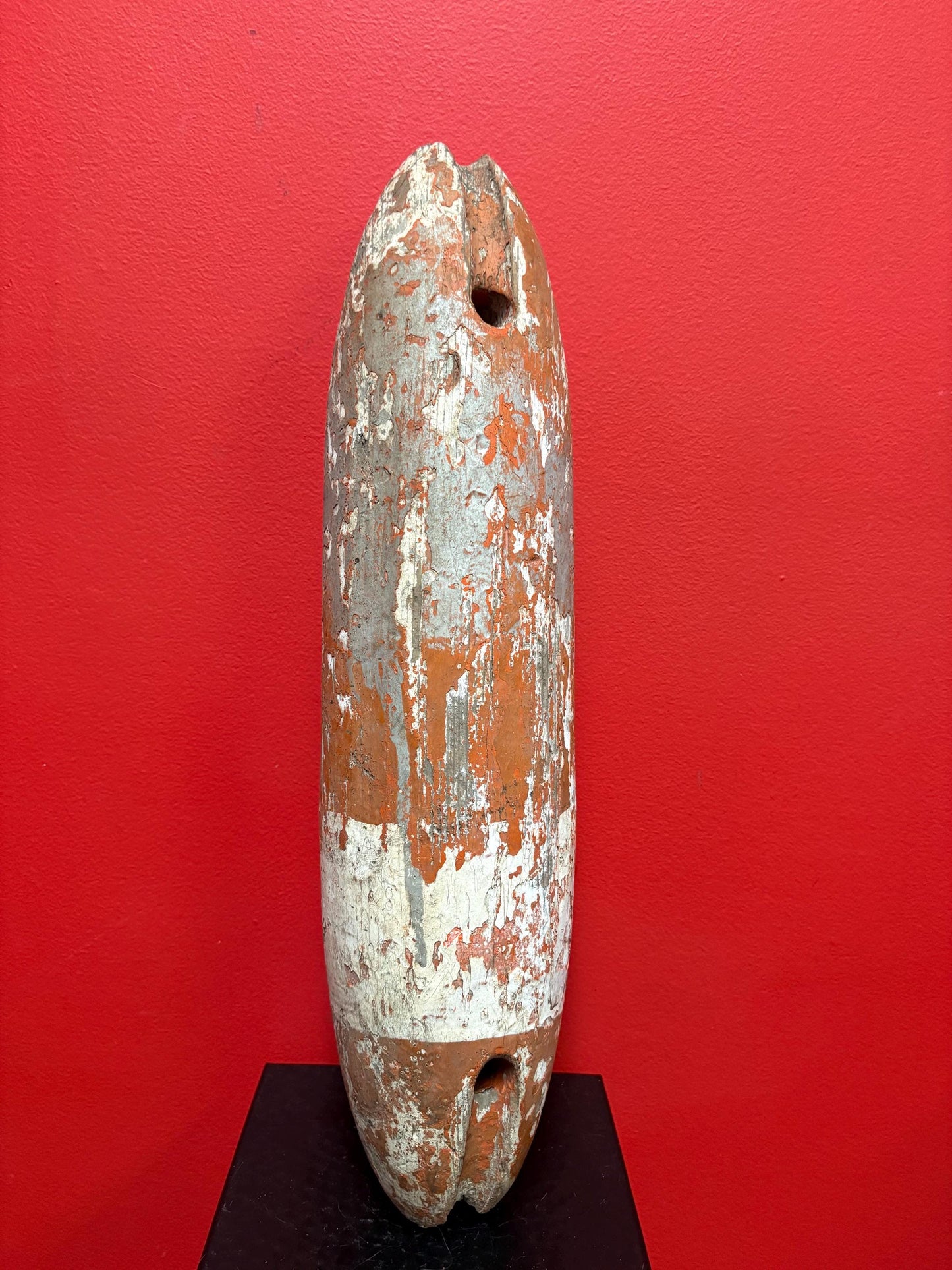 Extremely cool antique 18 inch fishing buoy  great colour and patina  really fabulous one  old as the seas