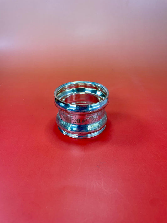 One Ornately Engraved and Monogrammed Silver Plated Napkin Ring
