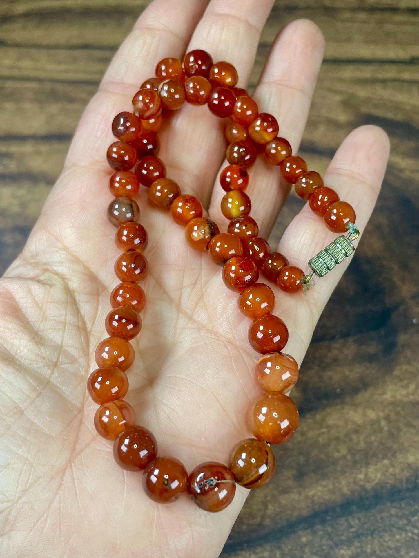 Lovely 15 inch Orange Beaded Necklace