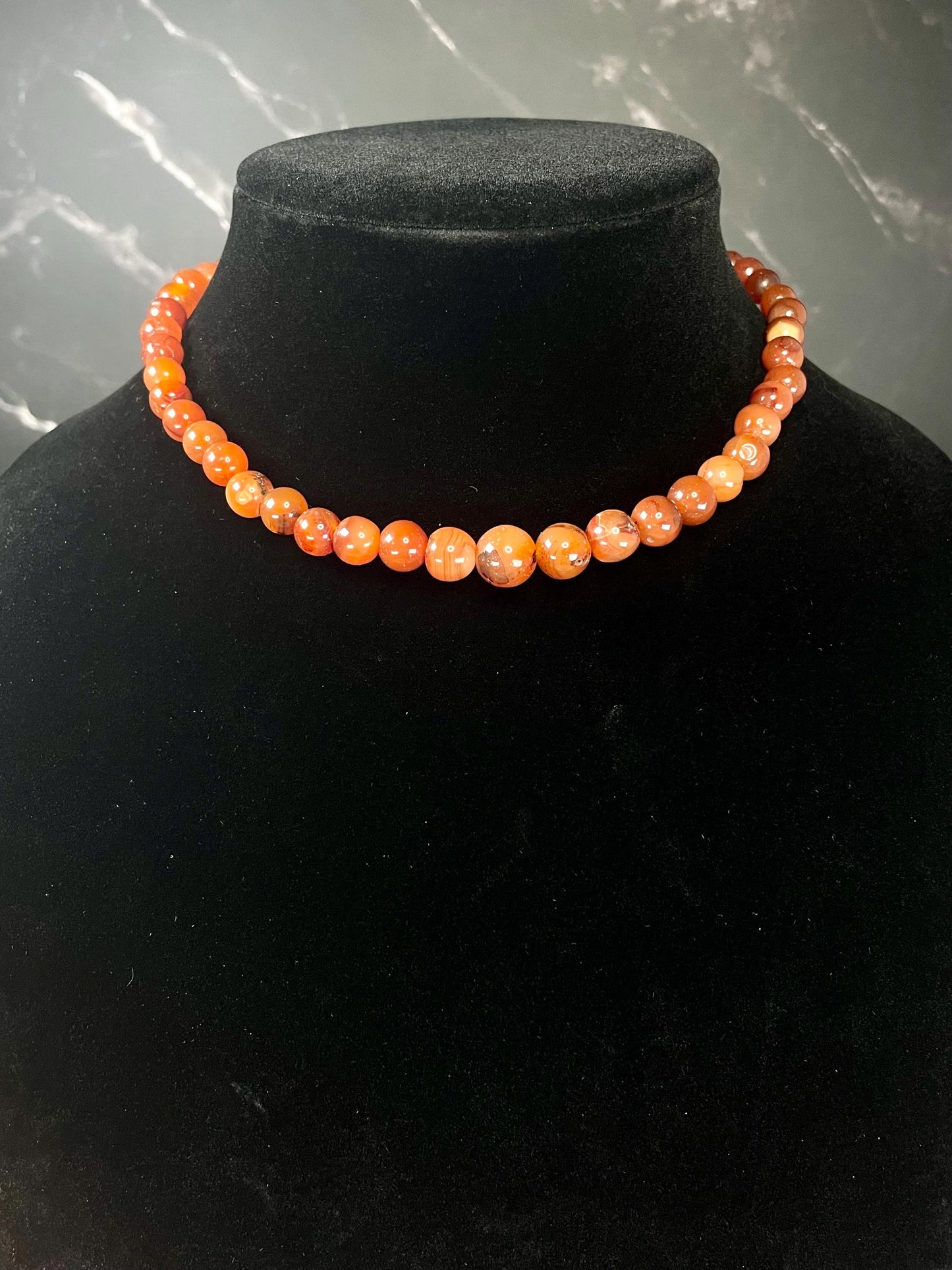 Lovely 15 inch Orange Beaded Necklace