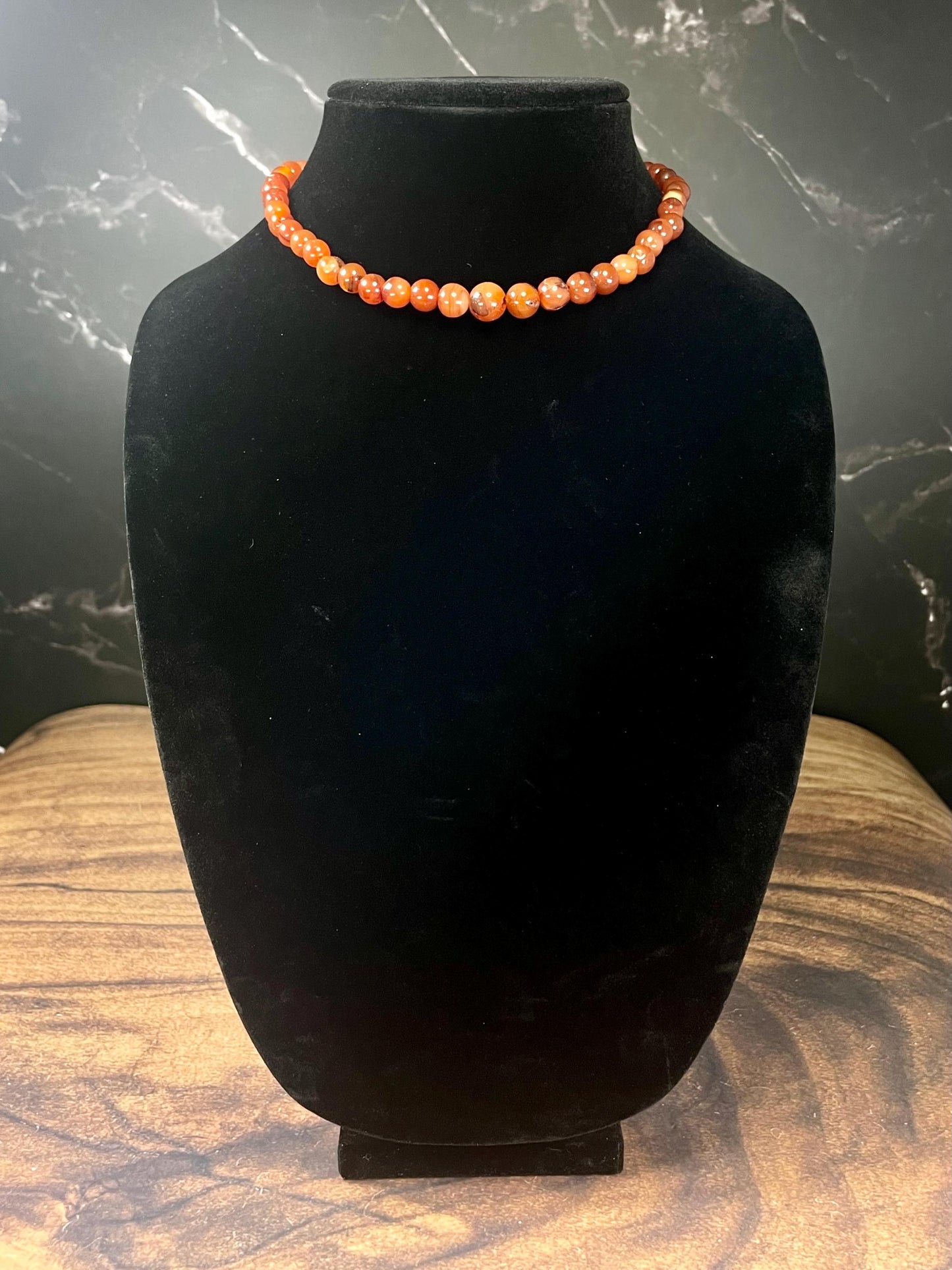 Lovely 15 inch Orange Beaded Necklace