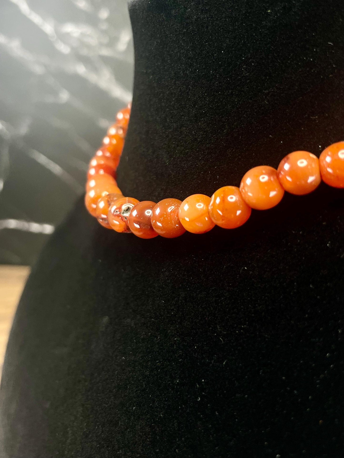 Lovely 15 inch Orange Beaded Necklace