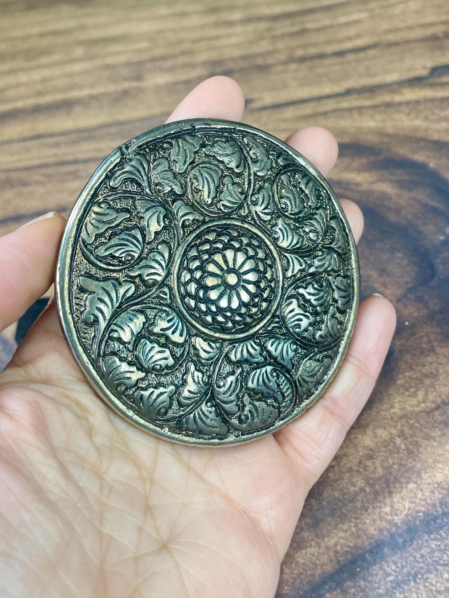 Small Pocket Mirror with Ornate Design