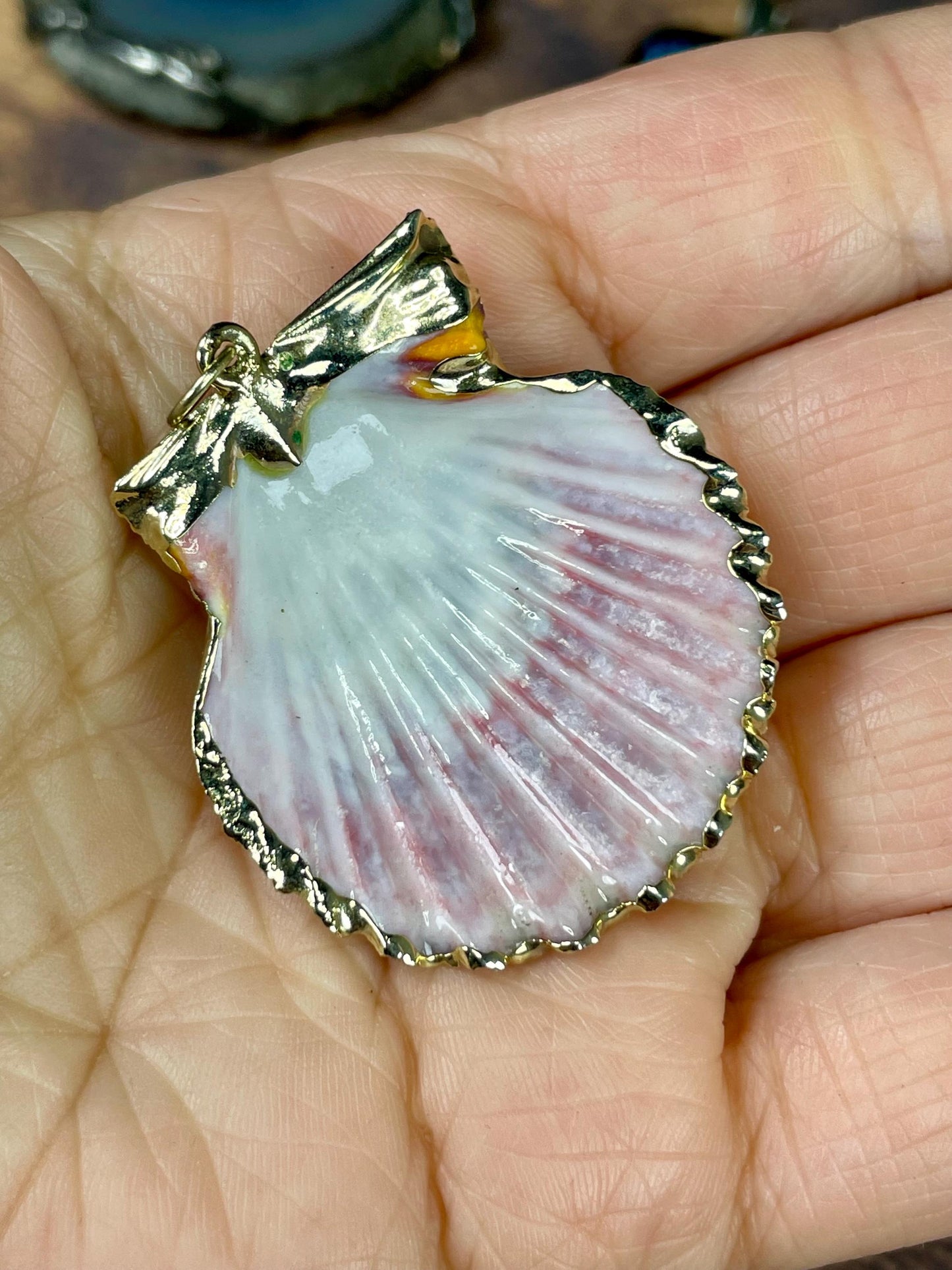 Mixed 7 Pendant Lot  Stone, Shell, Metal and Glass Accents