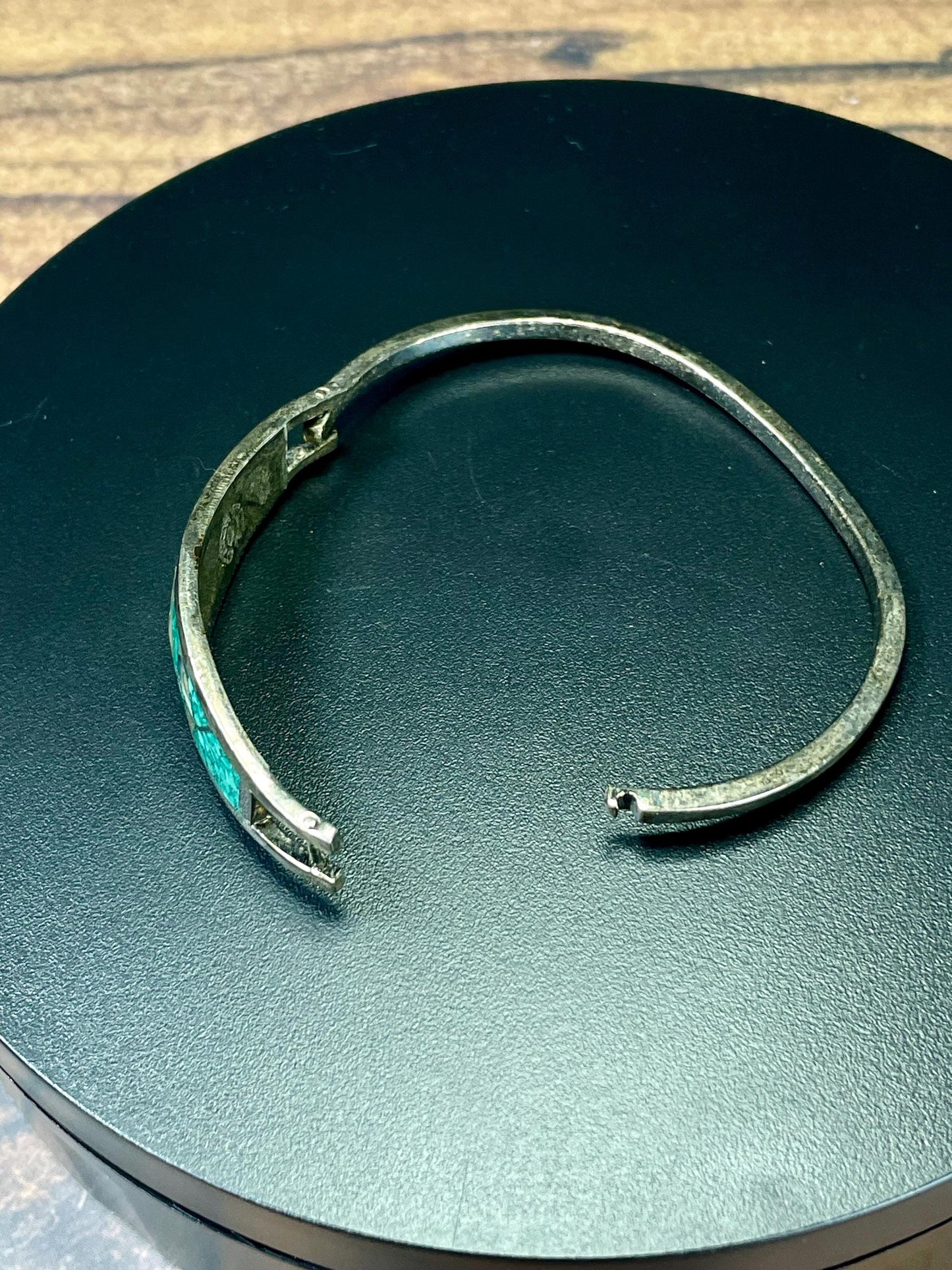 Mexican Hinged Flower Inlay Bracelet