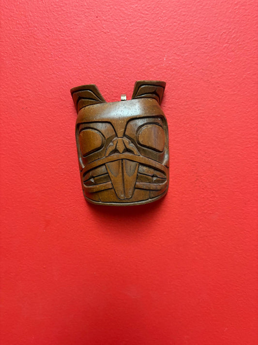 Small cedar beaver mask - indigenous first nations pacific north West Coast  great detail -RS