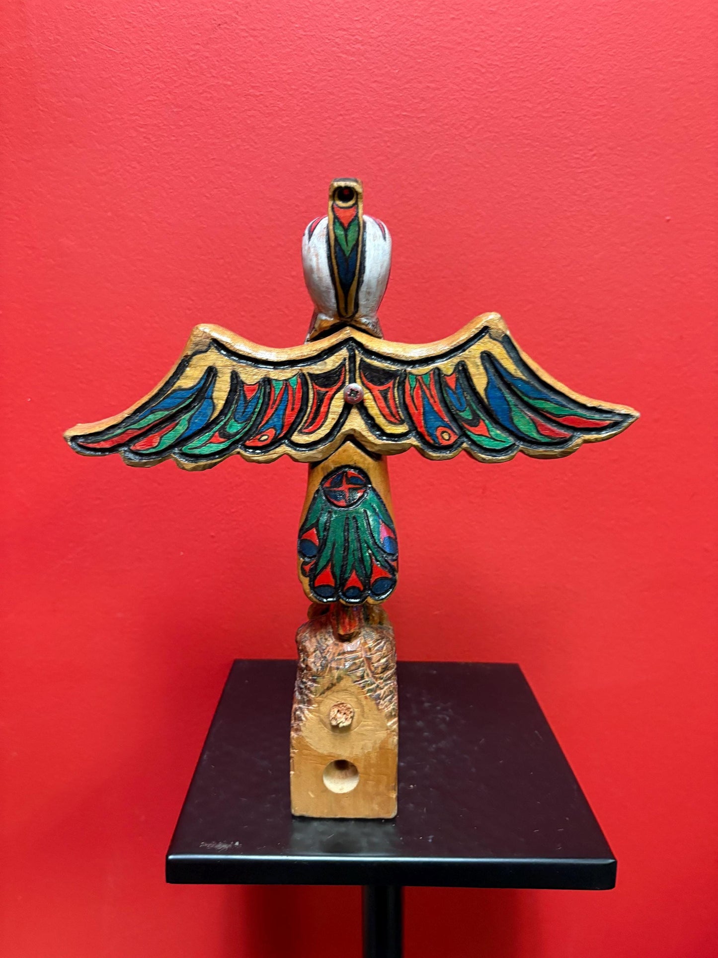 Fabulous older primitive indigenous first nations Pacific Northwest coast Eagle totem pole - 11 inches by 10 inches  rare and great value