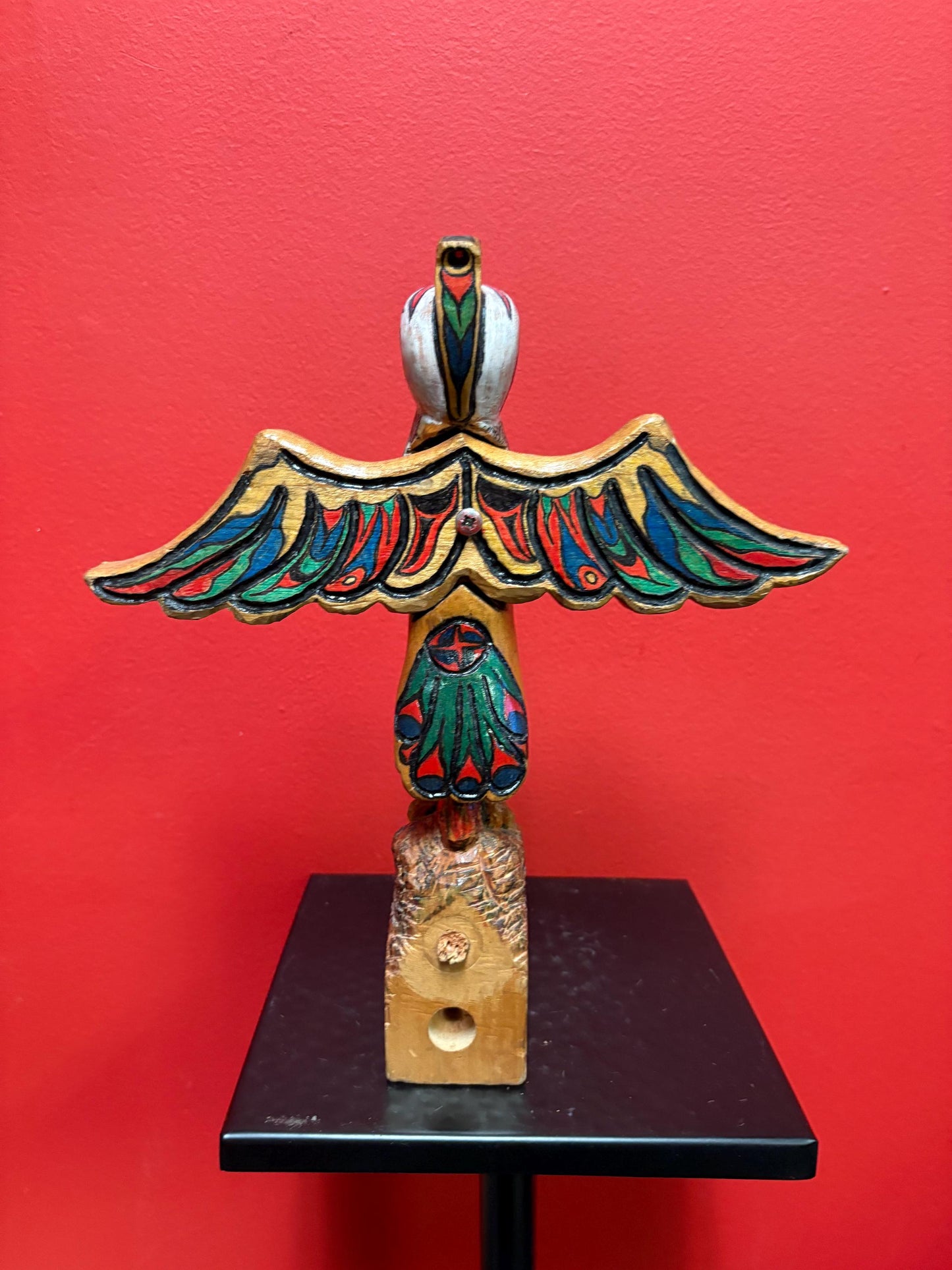 Fabulous older primitive indigenous first nations Pacific Northwest coast Eagle totem pole - 11 inches by 10 inches  rare and great value