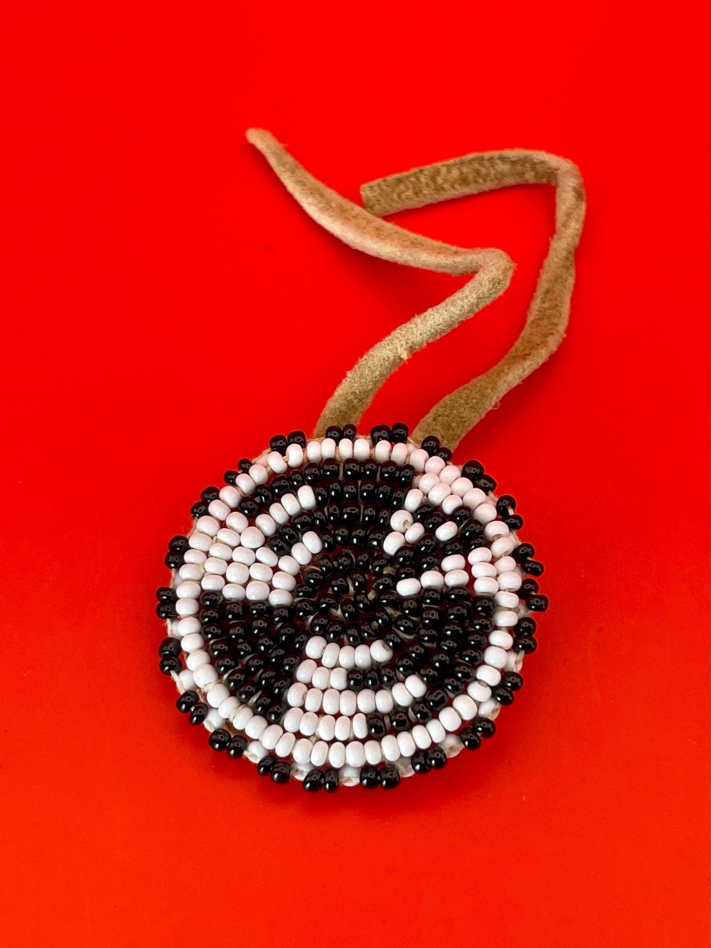 Handcrafted Indigenous First Nations Beaded Button  Eagle Design