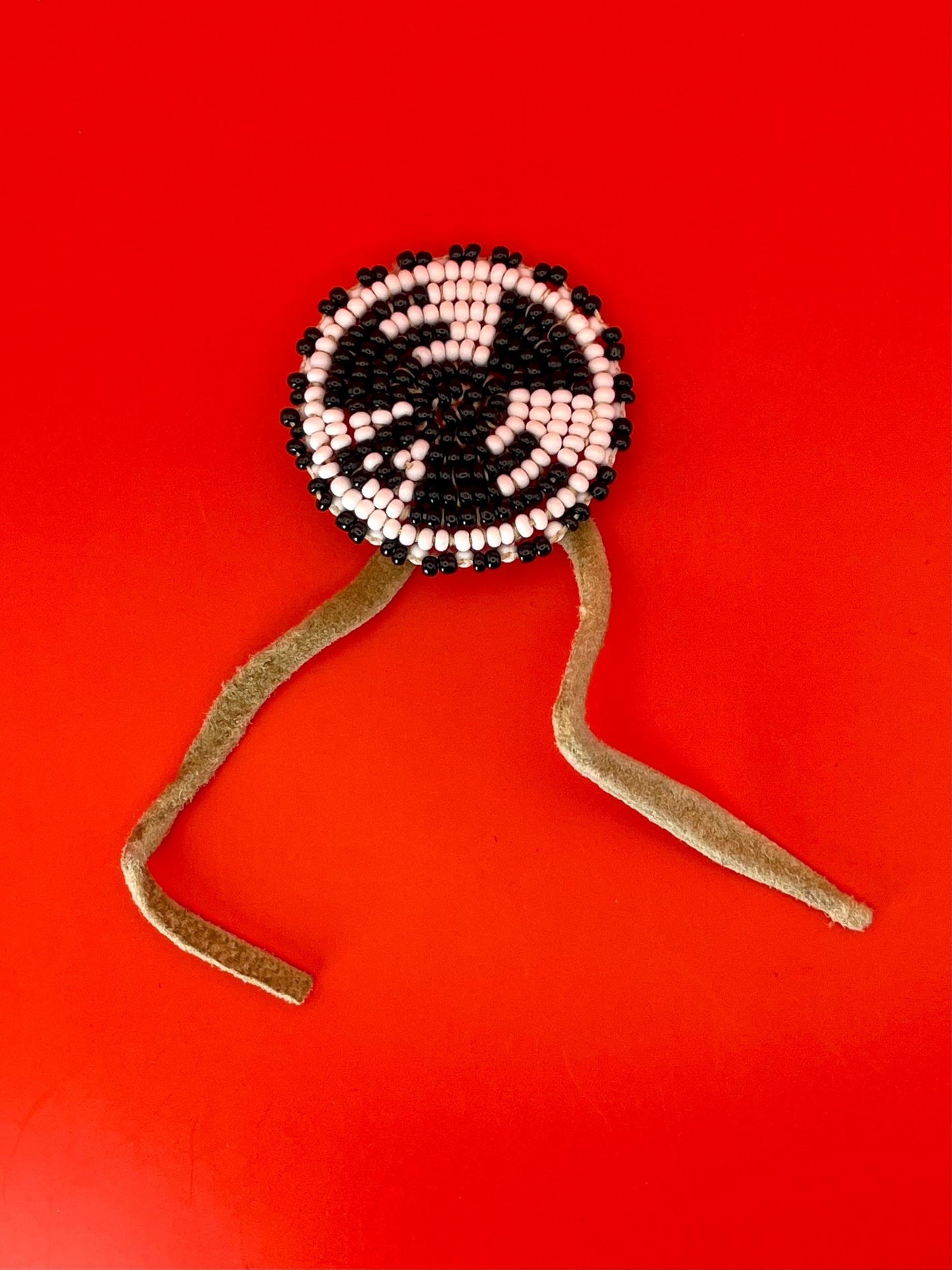 Handcrafted Indigenous First Nations Beaded Button  Eagle Design