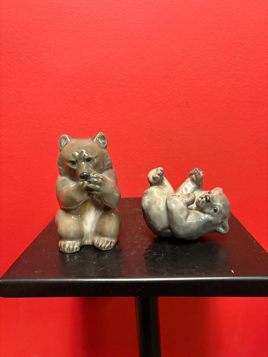 Pair of Royal Copenhagen bears  in mint condition 4 inches high and 3 inches long great gift-B