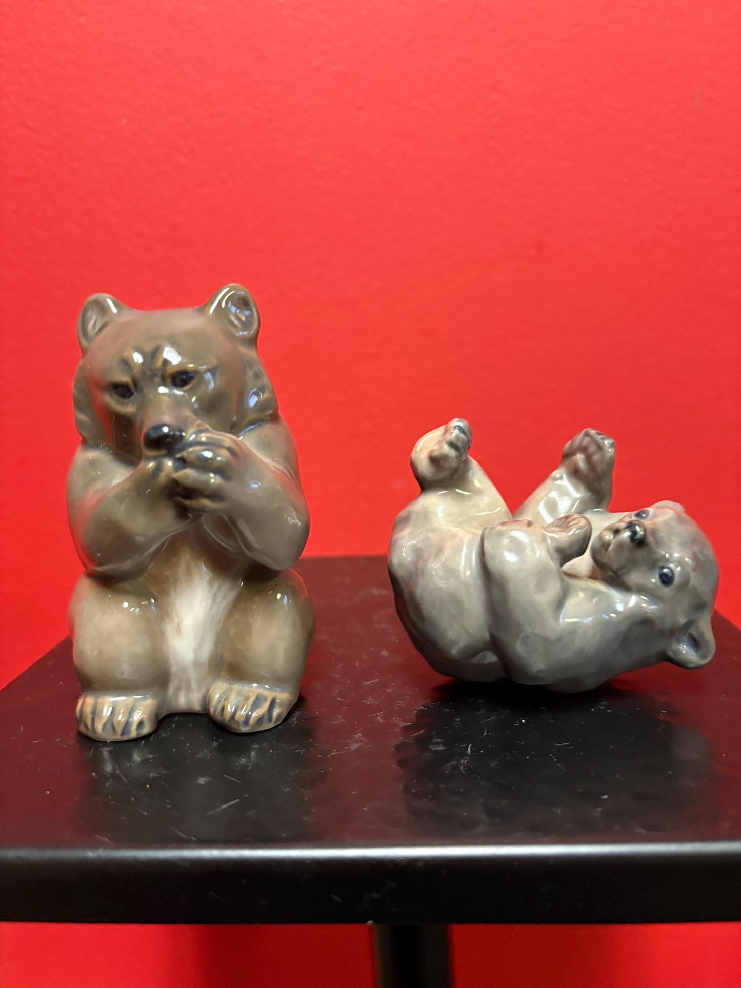 Pair of Royal Copenhagen bears  in mint condition 4 inches high and 3 inches long great gift-B