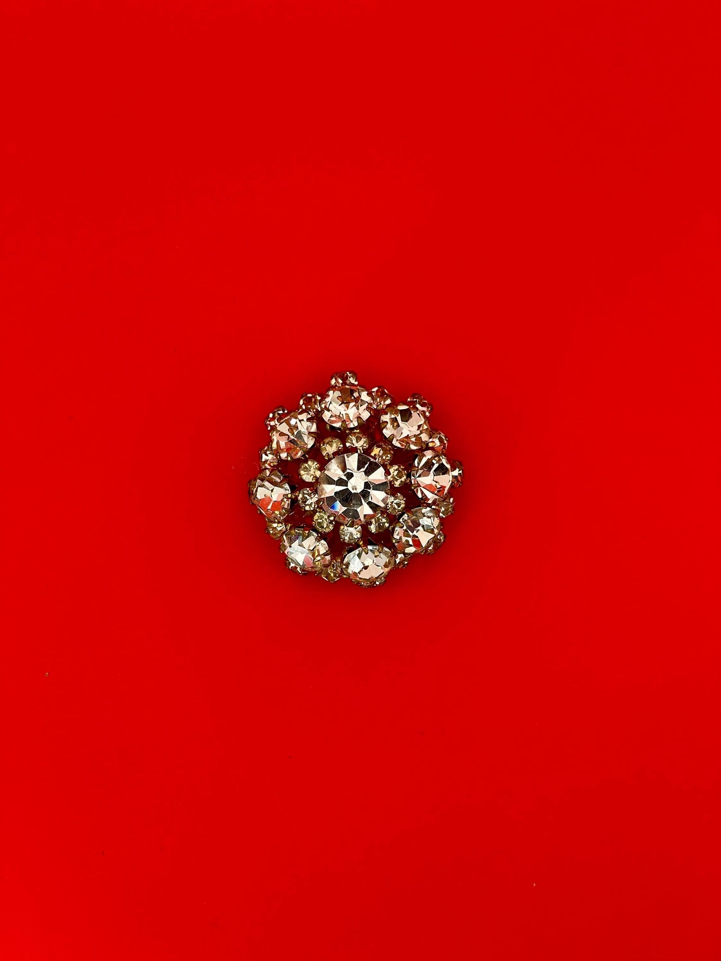 A Beautiful 1.25 inch Gold-tone and Rhinestone Brooch