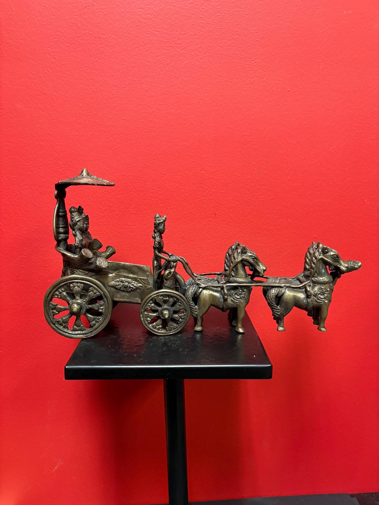 Stunning antique bronze statue of horse and riders in bronze from Myanmar - 14 x 7 high  wonderful patina